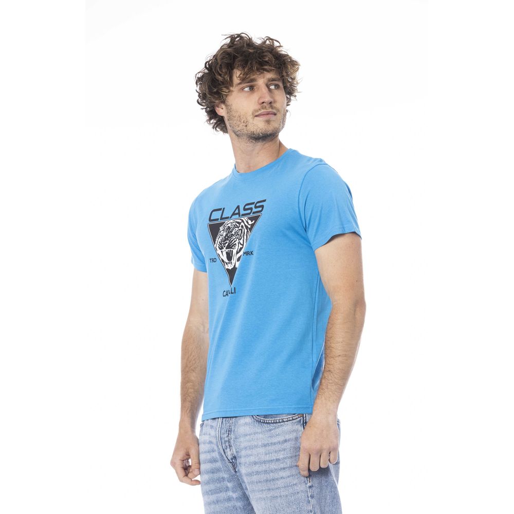 Tricou bărbătesc Cavalli Class albastru deschis din bumbac