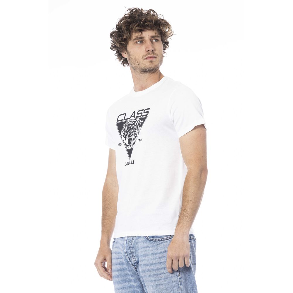 Tricou bărbătesc Cavalli Class din bumbac alb