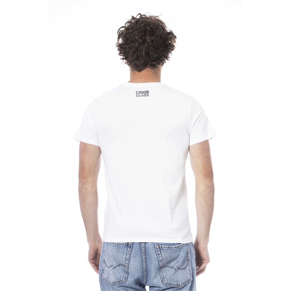 Tricou bărbătesc Cavalli Class din bumbac alb