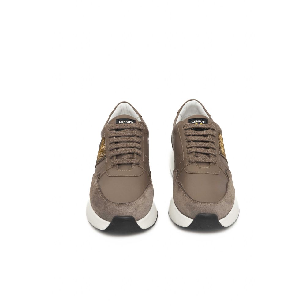 Cerruti 1881 Beige Rindsleder Damen Sneaker