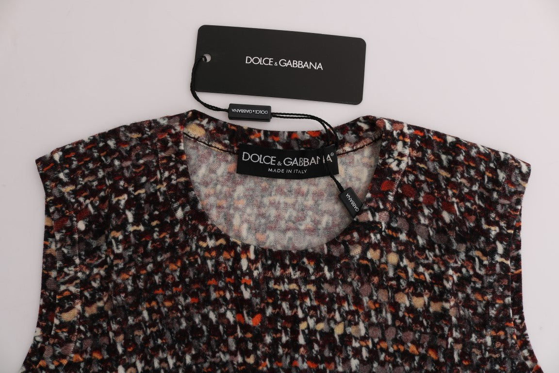 Dolce &amp; Gabbana ärmelloses mehrfarbiges Strick-Wolltop