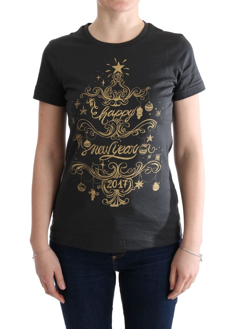 Dolce &amp; Gabbana Elegantes graues Baumwoll-T-Shirt mit exklusivem Print