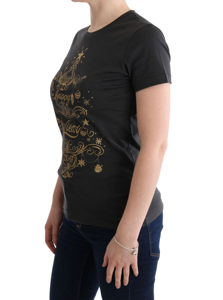 Dolce &amp; Gabbana Elegantes graues Baumwoll-T-Shirt mit exklusivem Print