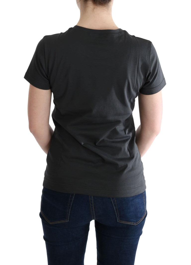 Dolce &amp; Gabbana Elegantes graues Baumwoll-T-Shirt mit exklusivem Print
