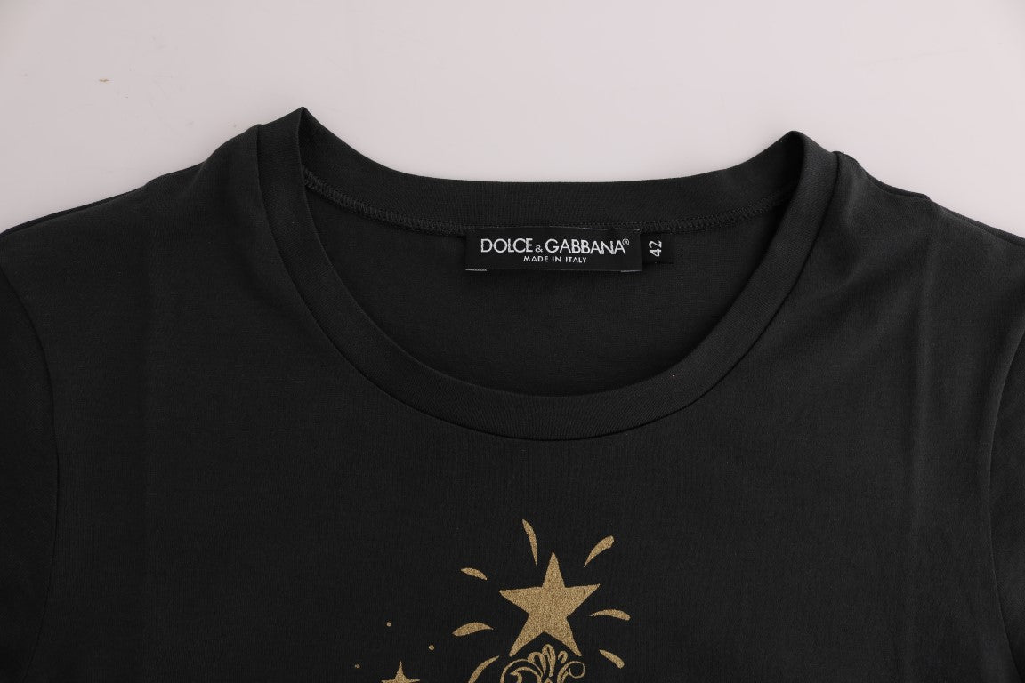 Dolce &amp; Gabbana Elegantes graues Baumwoll-T-Shirt mit exklusivem Print