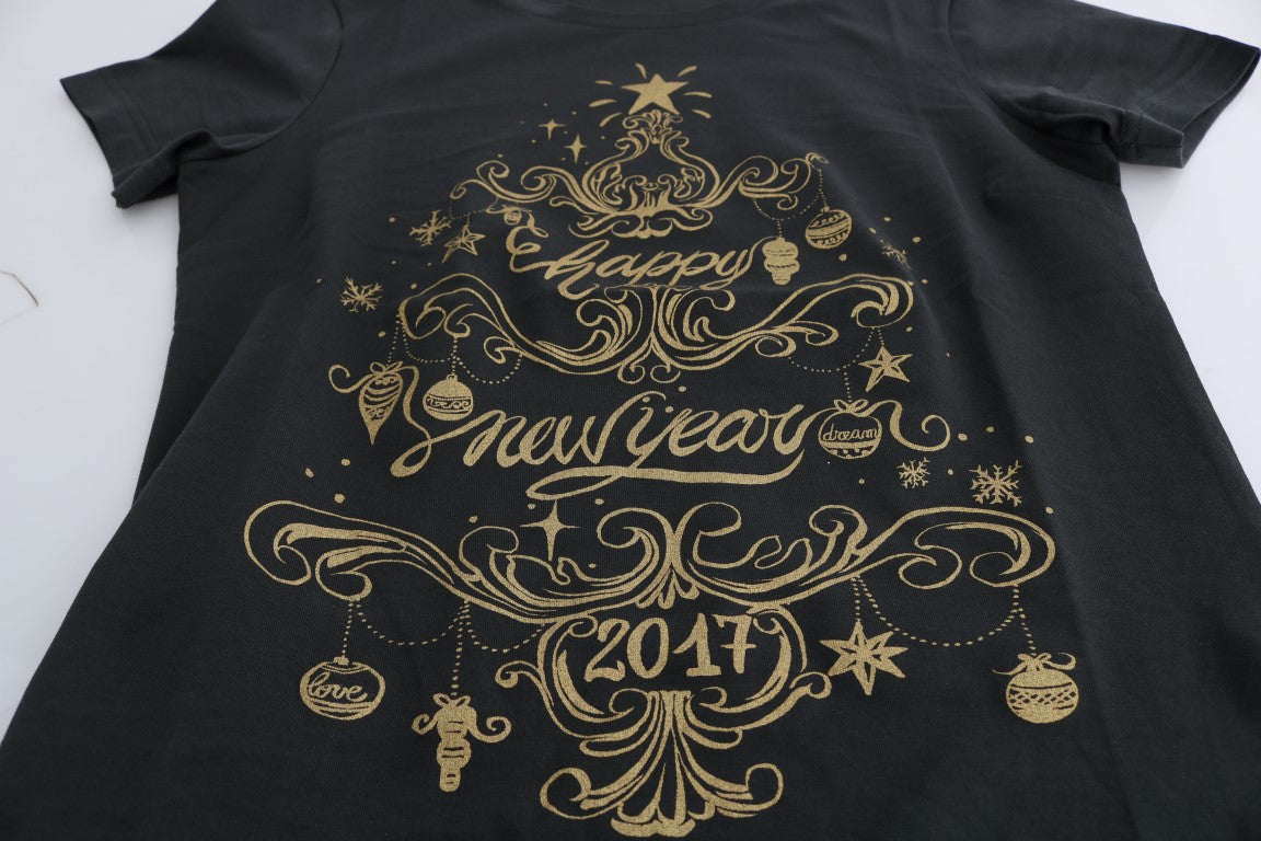Dolce &amp; Gabbana Elegantes graues Baumwoll-T-Shirt mit exklusivem Print