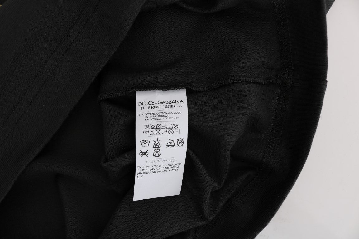 Dolce &amp; Gabbana Elegantes graues Baumwoll-T-Shirt mit exklusivem Print