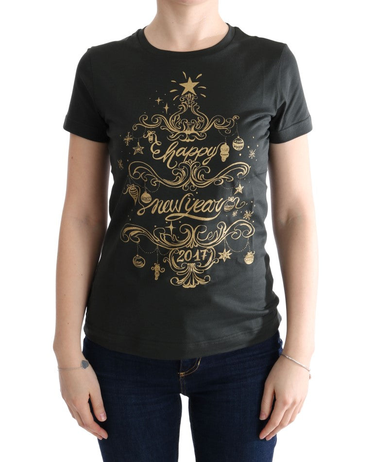 Dolce &amp; Gabbana – Smaragdgrünes Baumwoll-T-Shirt mit 2017-Print
