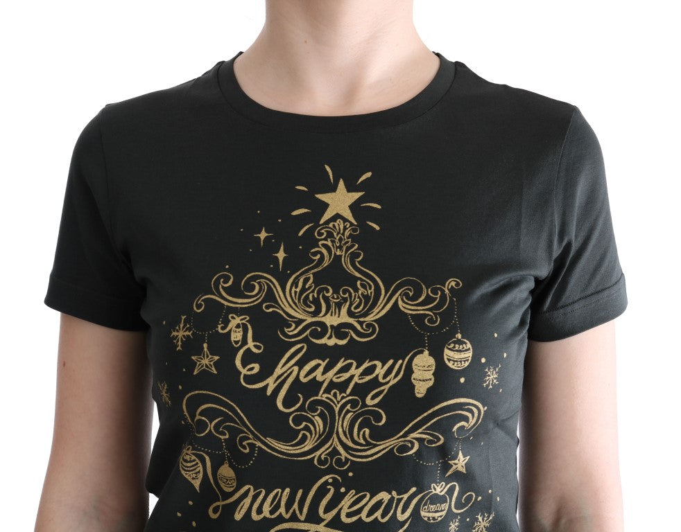 Dolce &amp; Gabbana – Smaragdgrünes Baumwoll-T-Shirt mit 2017-Print