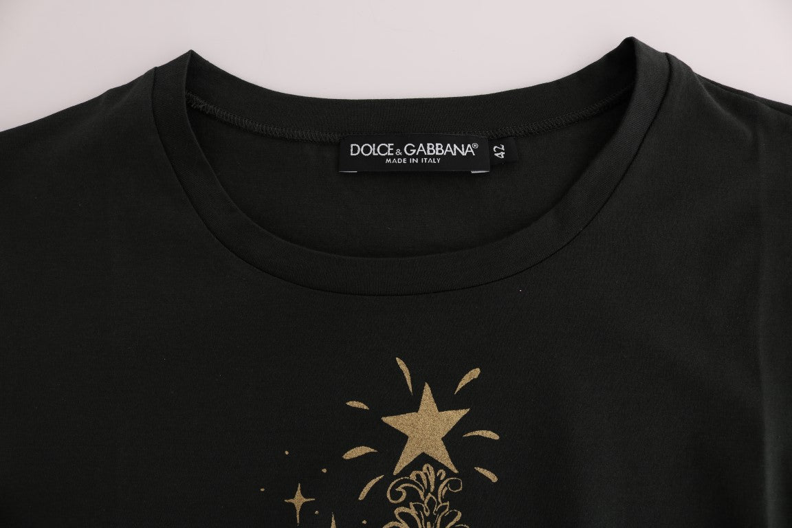 Dolce &amp; Gabbana – Smaragdgrünes Baumwoll-T-Shirt mit 2017-Print