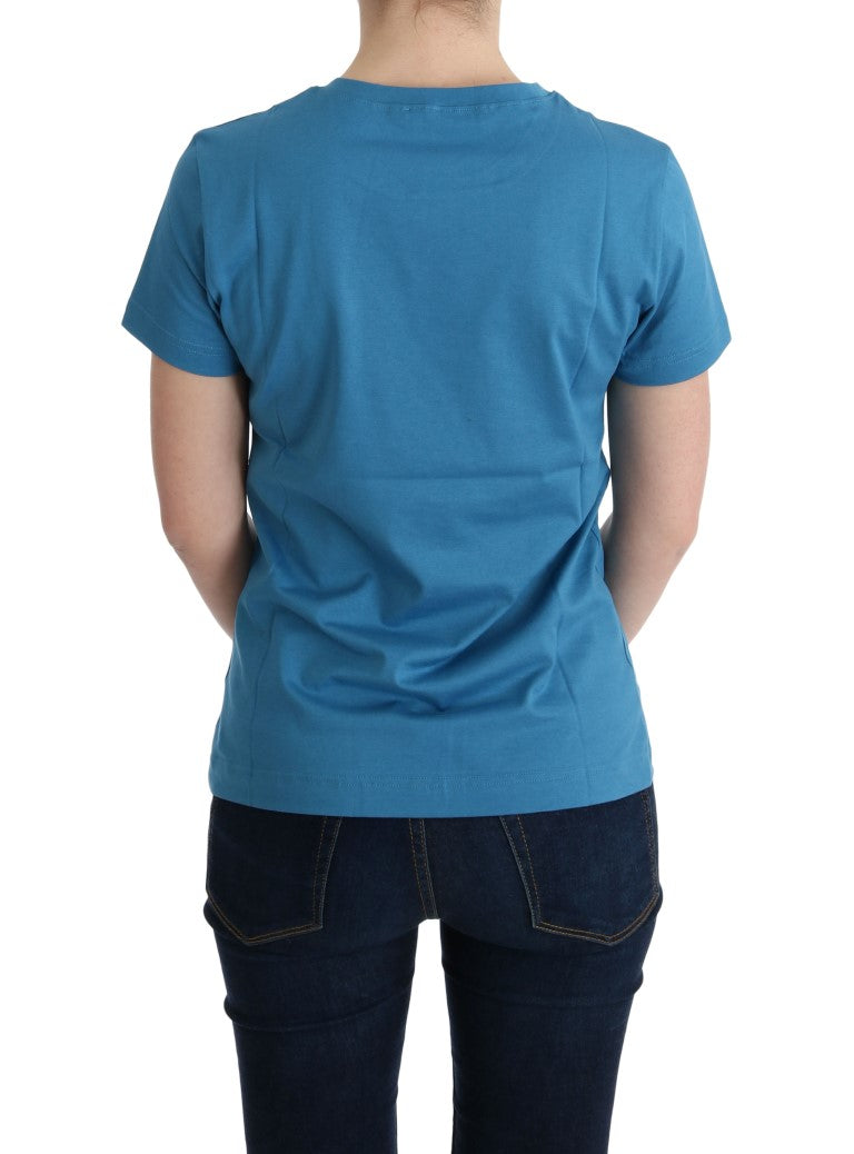 Dolce &amp; Gabbana – Schickes blaues Baumwoll-T-Shirt mit 2017-Print