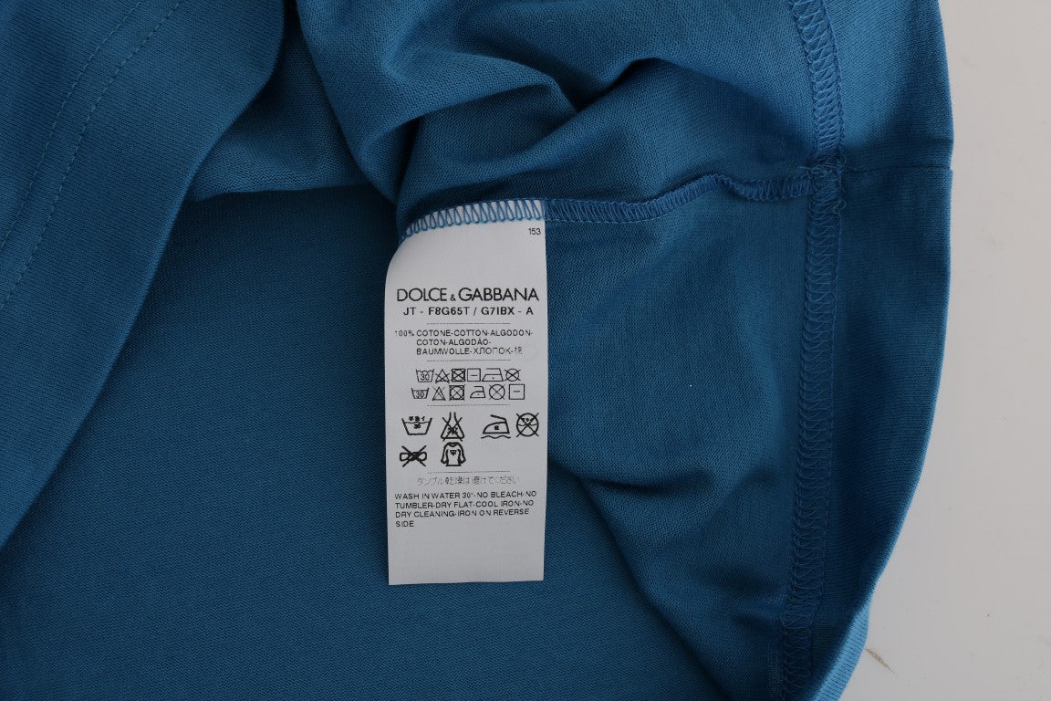 Dolce &amp; Gabbana – Schickes blaues Baumwoll-T-Shirt mit 2017-Print