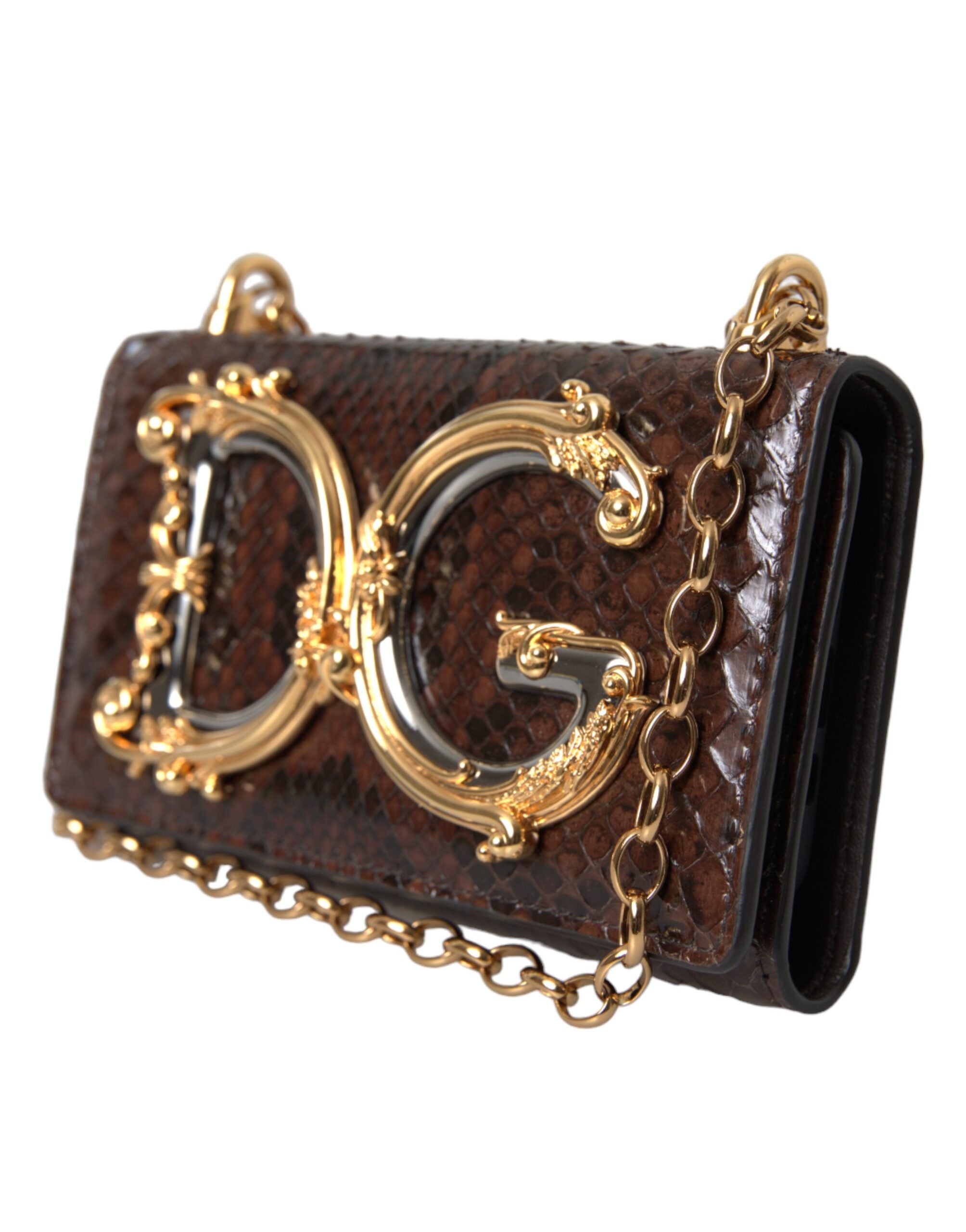 Dolce &amp; Gabbana – DG Girls – Umhängetasche aus Pythonleder in Braun