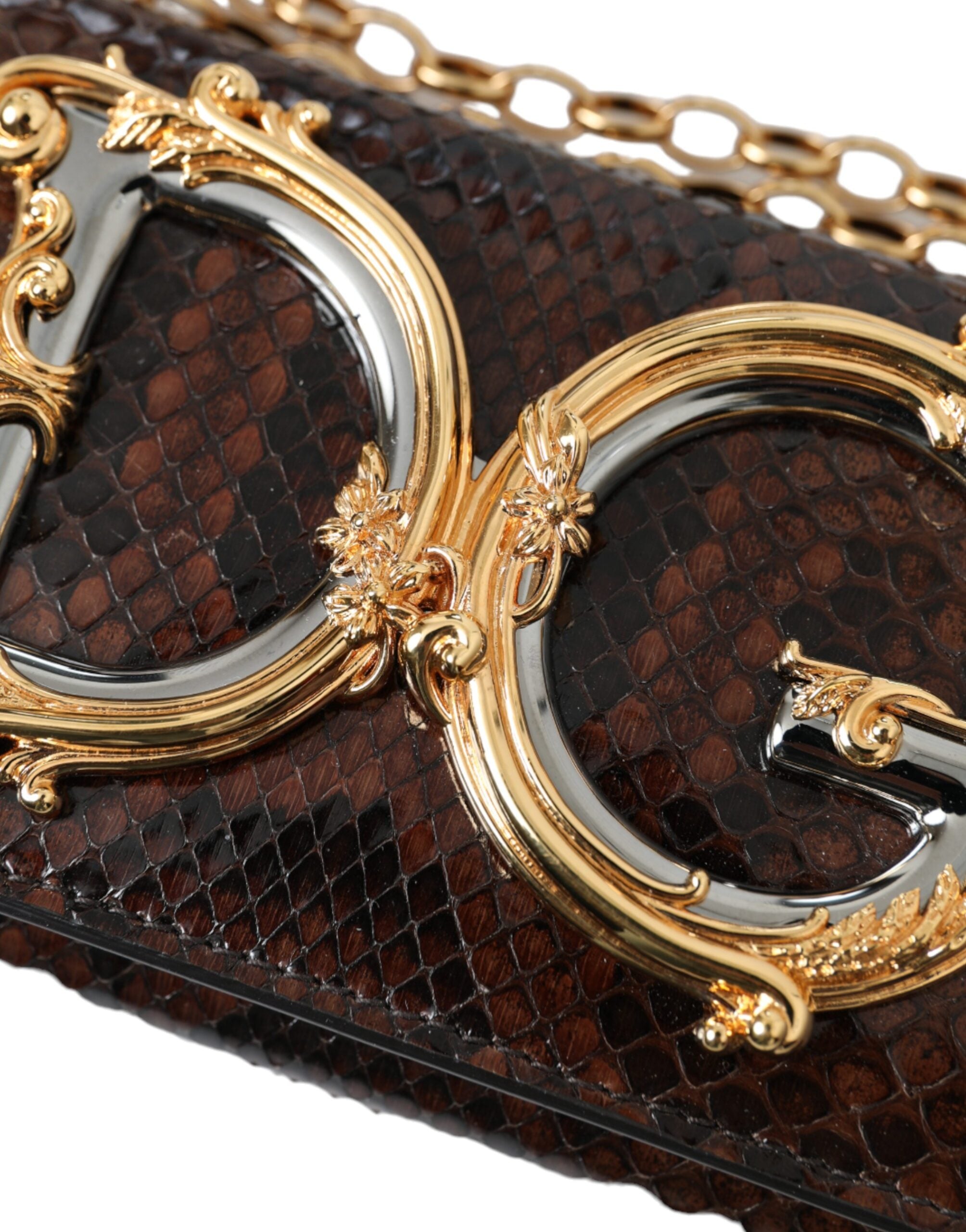 Dolce &amp; Gabbana – DG Girls – Umhängetasche aus Pythonleder in Braun