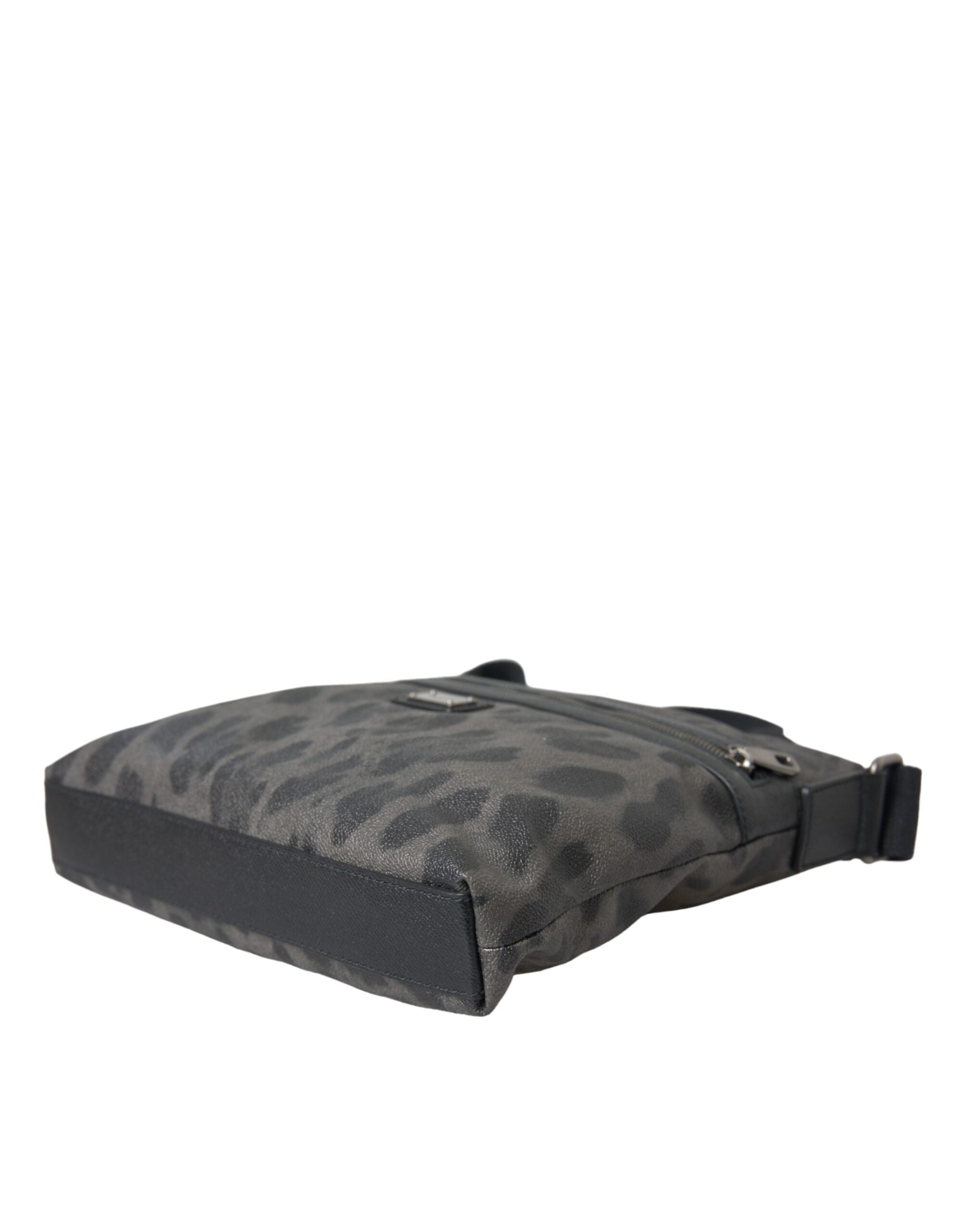 Dolce &amp; Gabbana Geantă crossbody din piele PVC cu imprimeu leopard gri