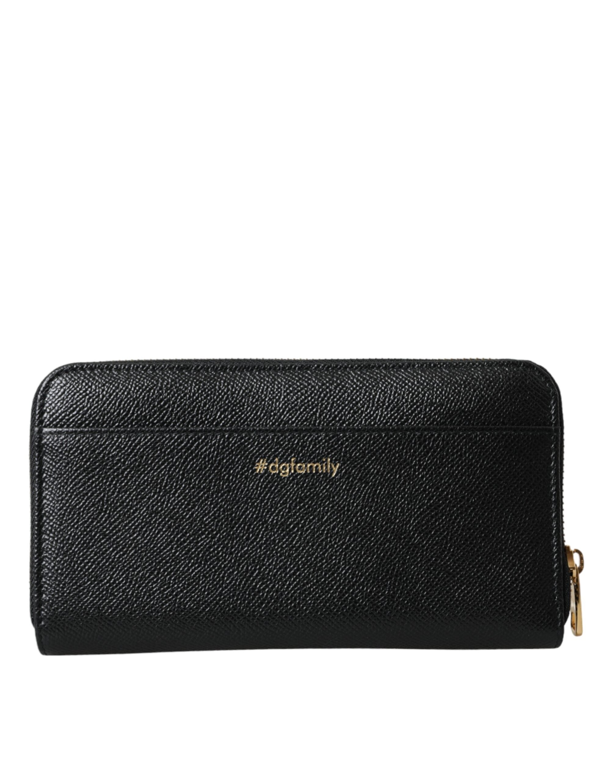 Portofel Dolce &amp; Gabbana Continental din piele neagră albastră #DGFAMILY cu fermoar pentru bărbați