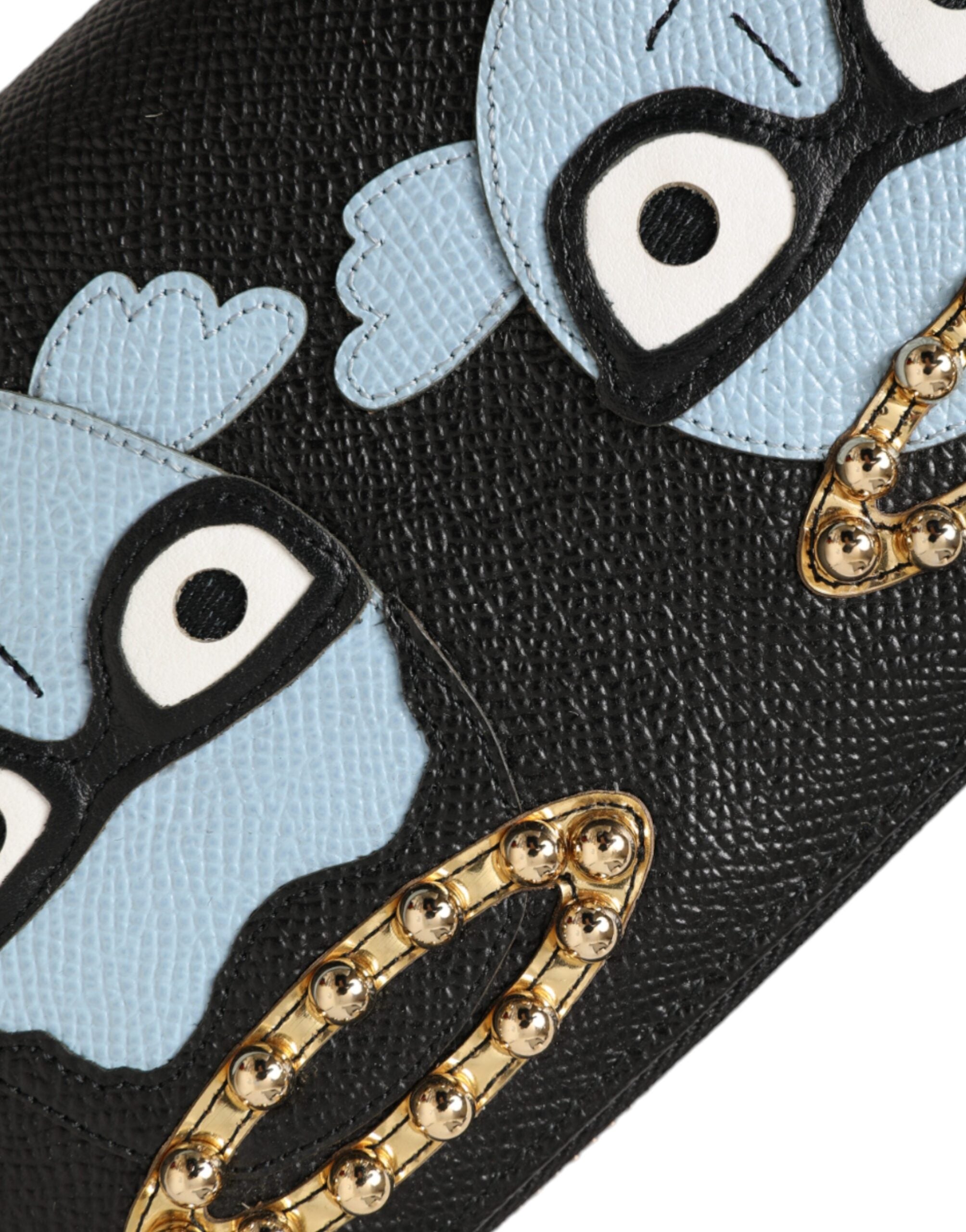 Portofel Dolce &amp; Gabbana Continental din piele neagră albastră #DGFAMILY cu fermoar pentru bărbați