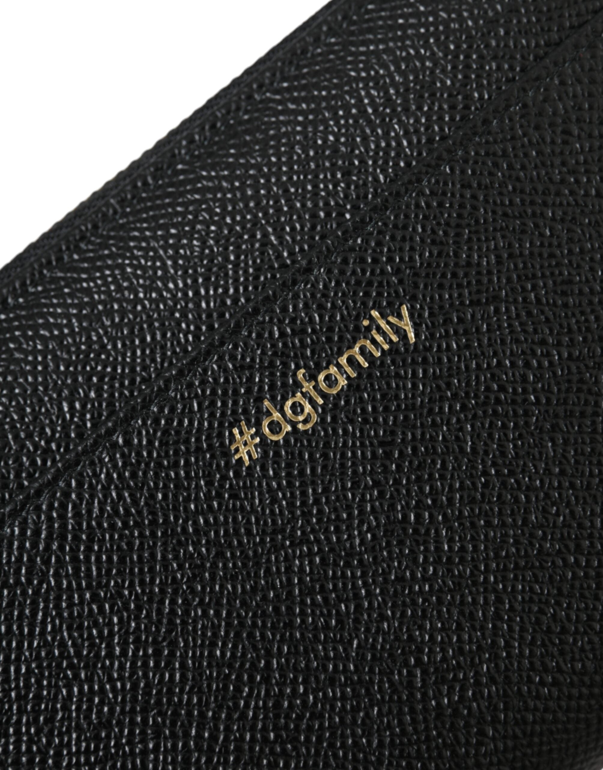 Portofel Dolce &amp; Gabbana Continental din piele neagră albastră #DGFAMILY cu fermoar pentru bărbați