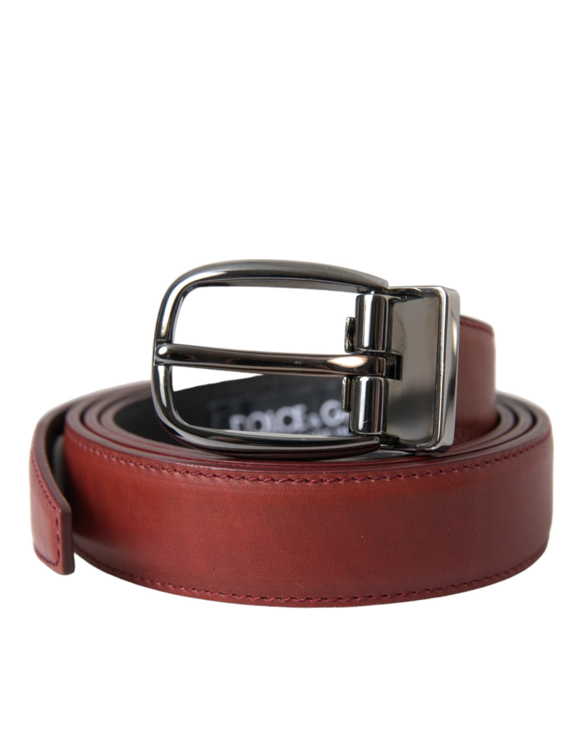 Curea Dolce &amp; Gabbana din piele maro cu cataramă metalică argintie pentru bărbați