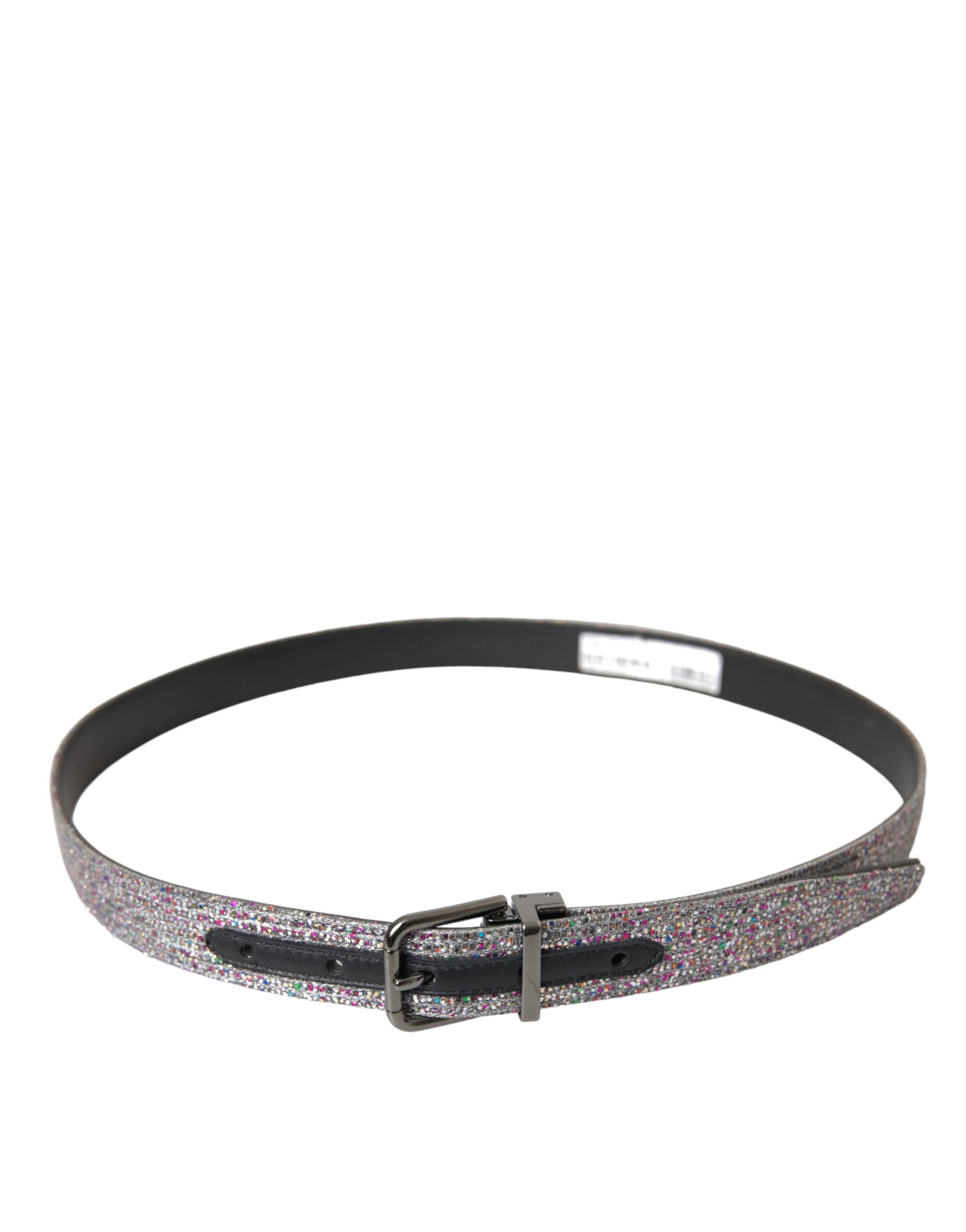 Curea Dolce &amp; Gabbana cu cataramă metalică argintie cu ornament multicolor