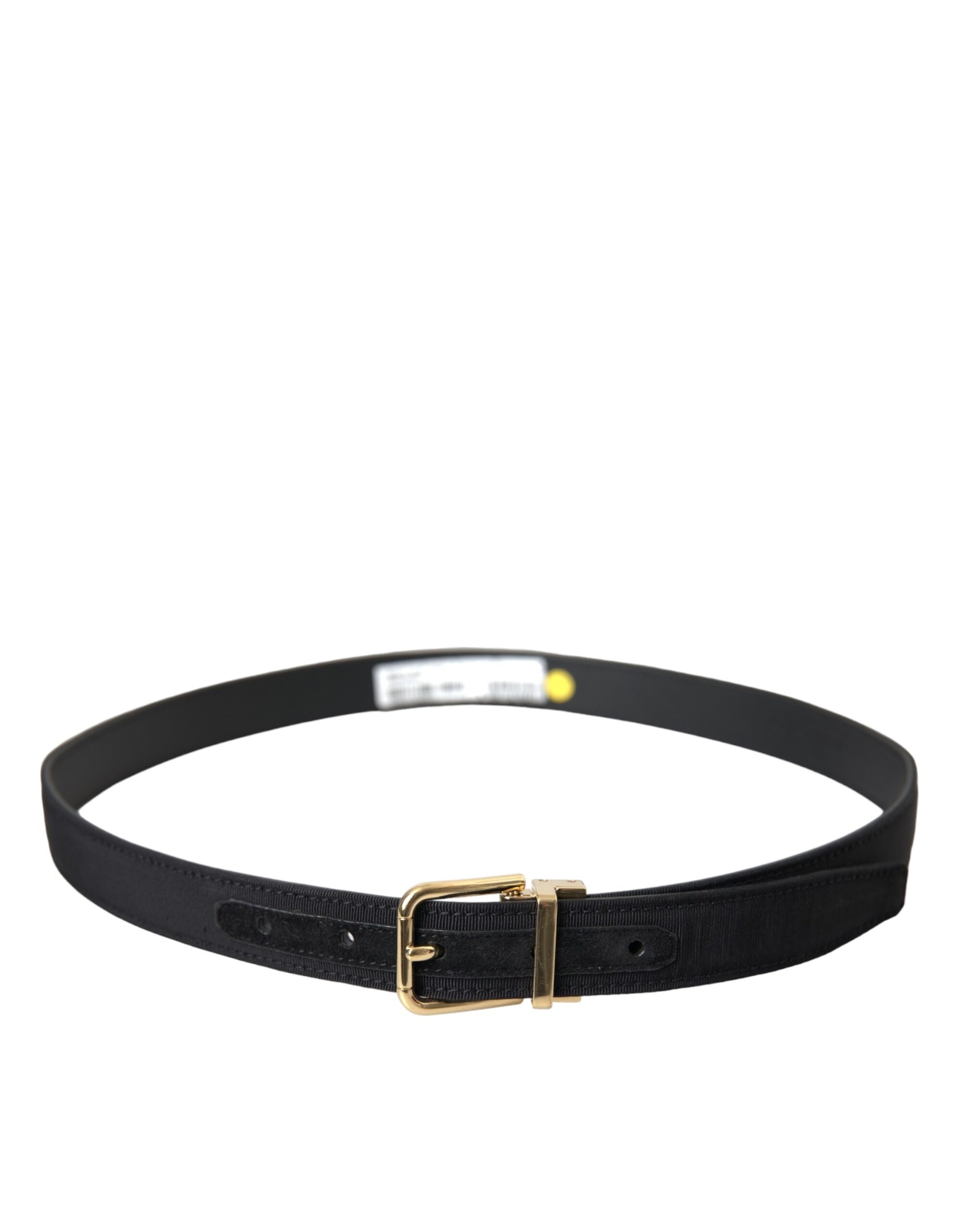 Curea Dolce &amp; Gabbana Neagră cu Cataramă din Metal Auriu Gros Grain pentru Bărbați