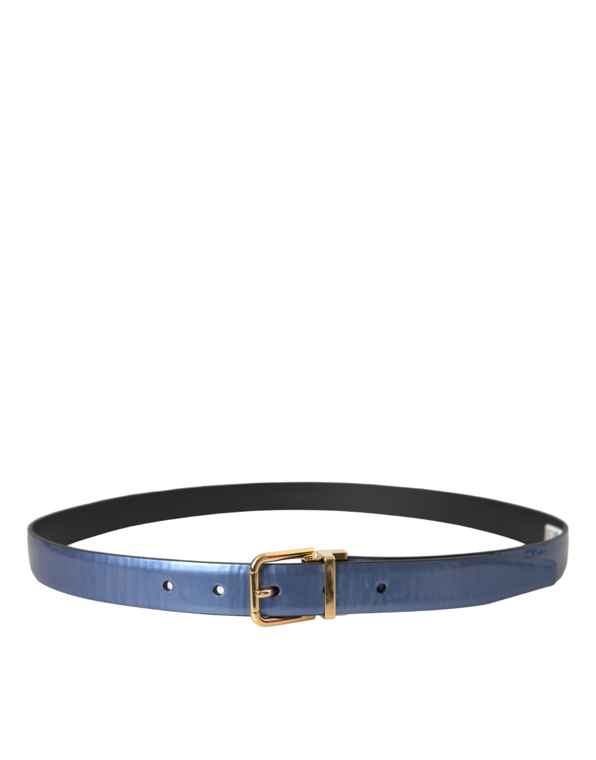 Curea Dolce &amp; Gabbana din piele albastră metalică cu cataramă aurie