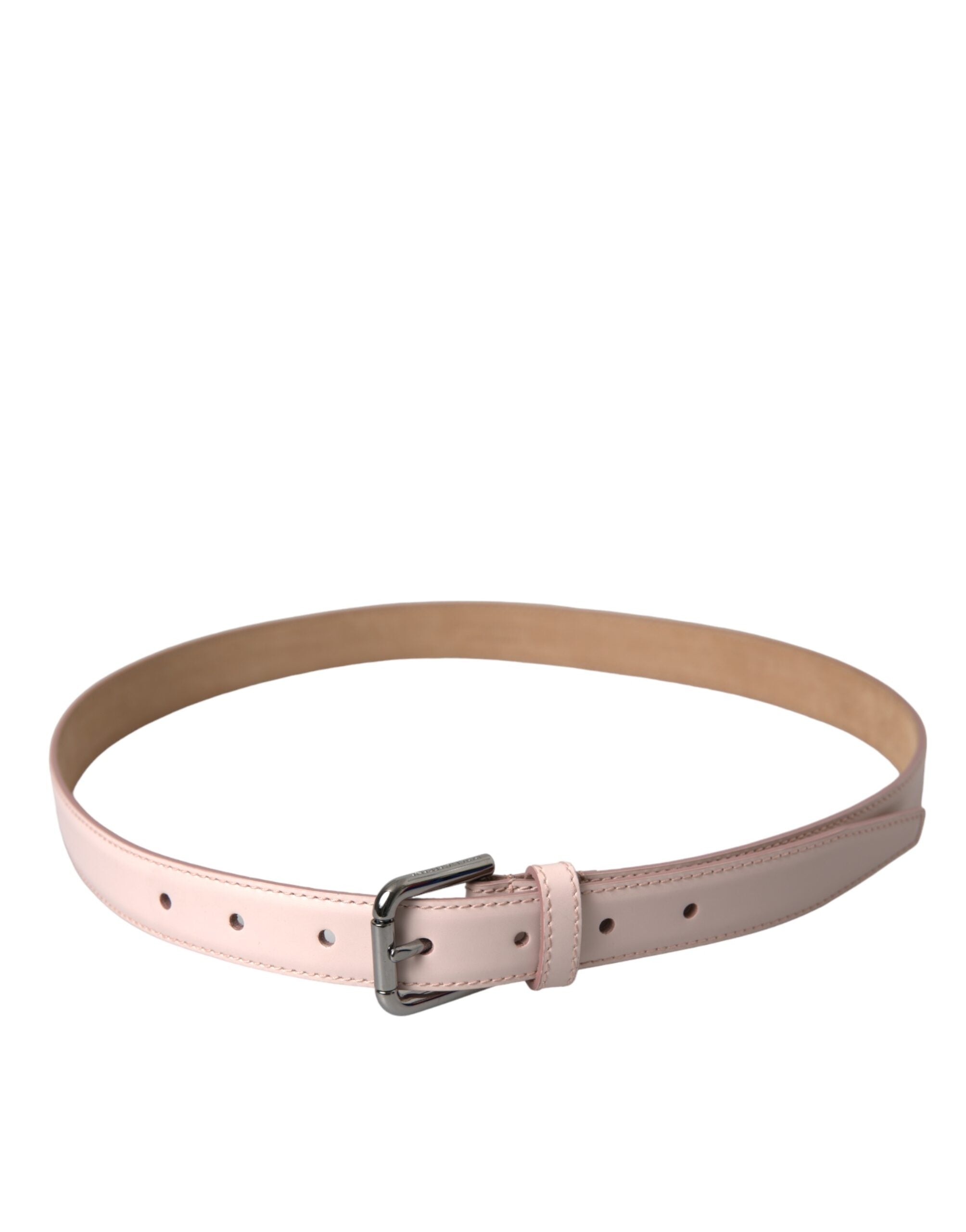 Dolce &amp; Gabbana Hellrosa Ledergürtel mit silberner Metallschnalle