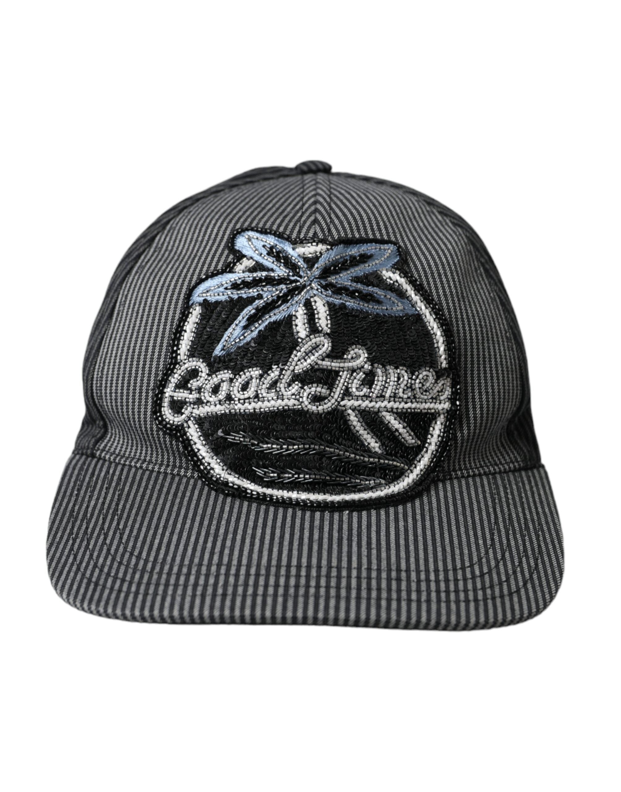 Dolce &amp; Gabbana Șapcă de baseball neagră din bumbac cu ornament pentru bărbați