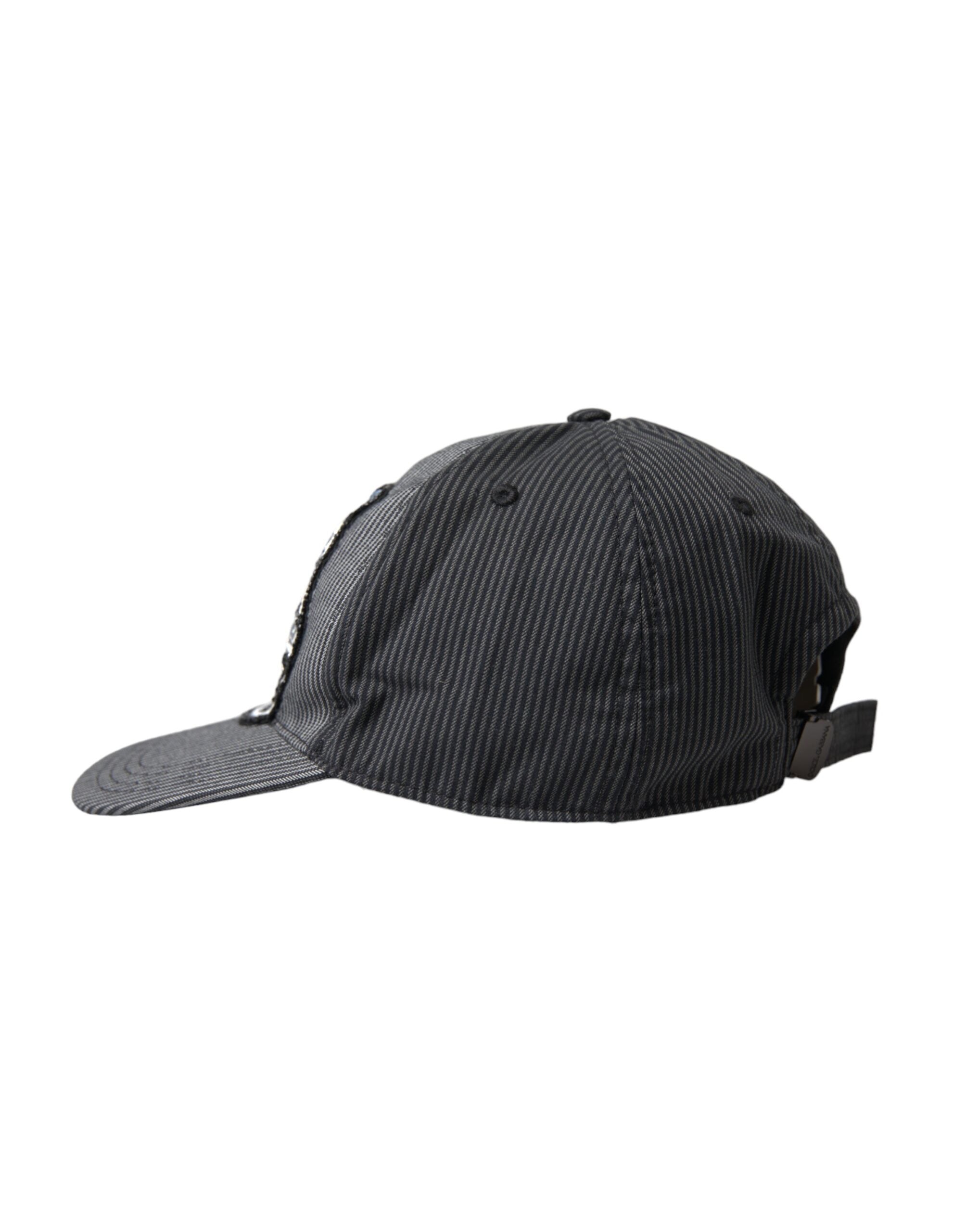 Dolce &amp; Gabbana Șapcă de baseball neagră din bumbac cu ornament pentru bărbați