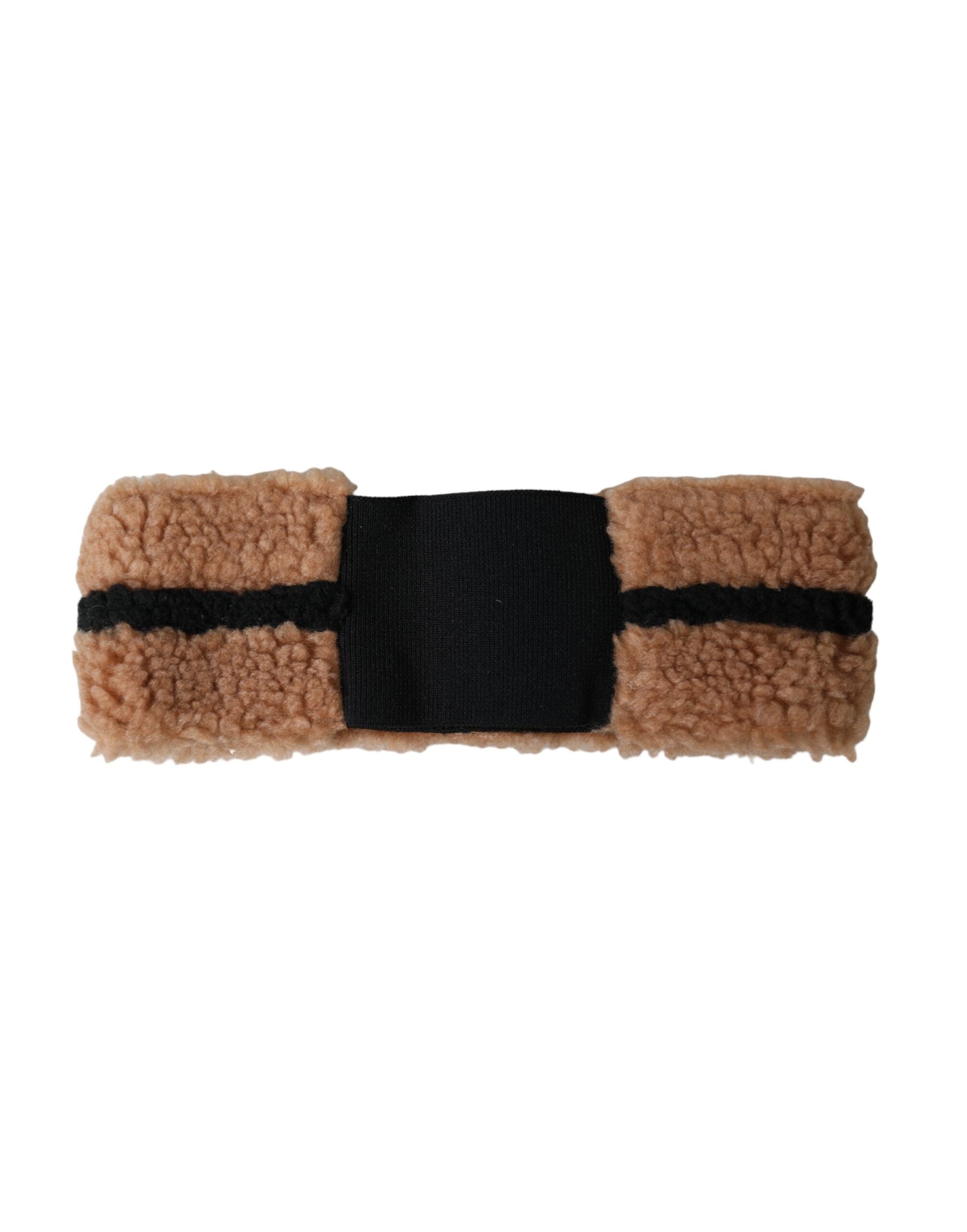 Pălărie Dolce &amp; Gabbana cu bandă pentru cap din fleece maro și negru pentru bărbați