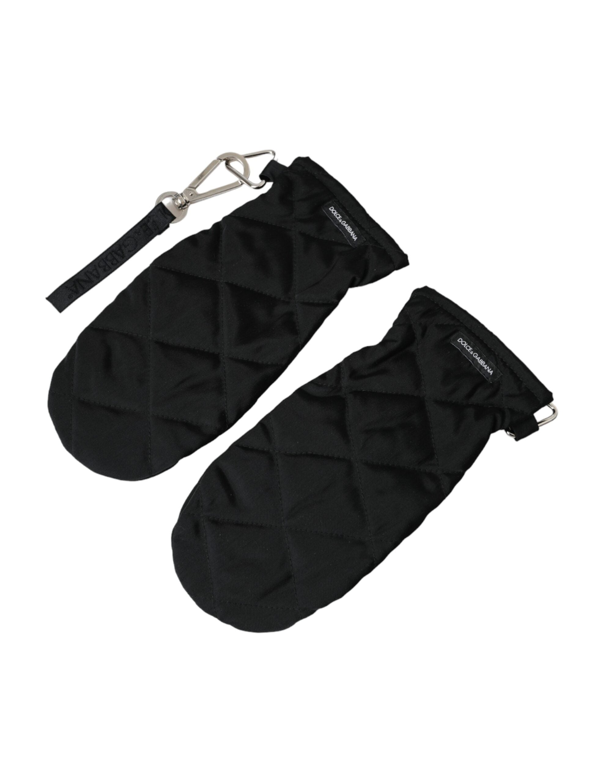 Mănuși Dolce &amp; Gabbana negre matlasate din nailon, lungime încheietură