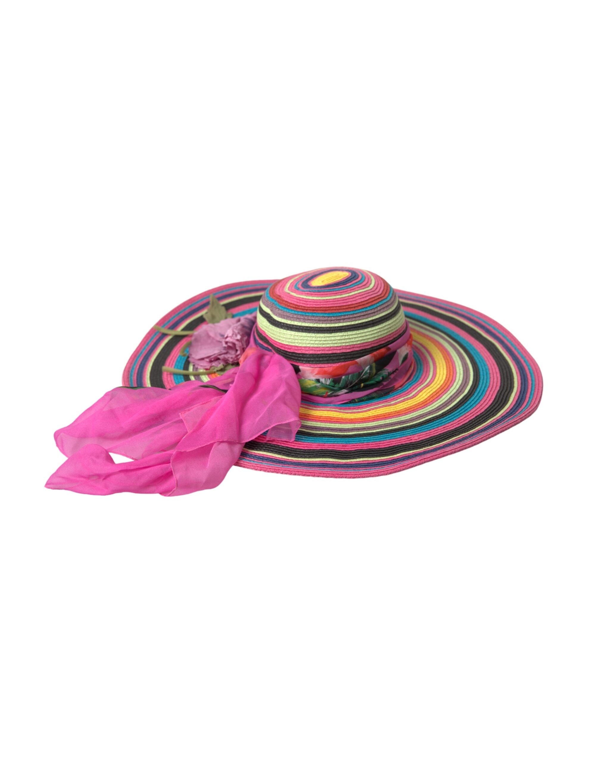 Pălărie Dolce &amp; Gabbana cu bor larg și model Fantasy multicolor