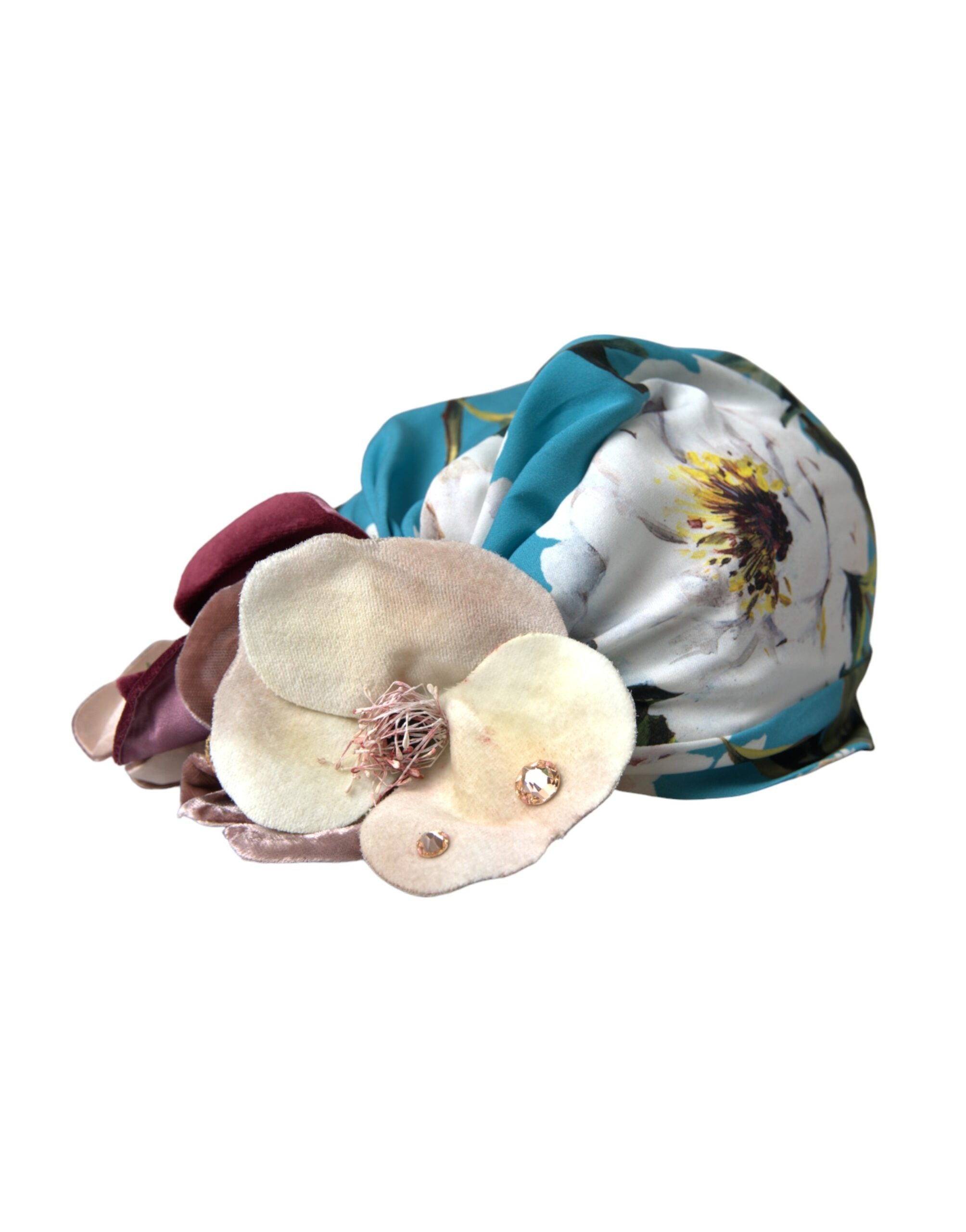 Pălărie Dolce &amp; Gabbana cu turban albastru și motive florale pentru femei