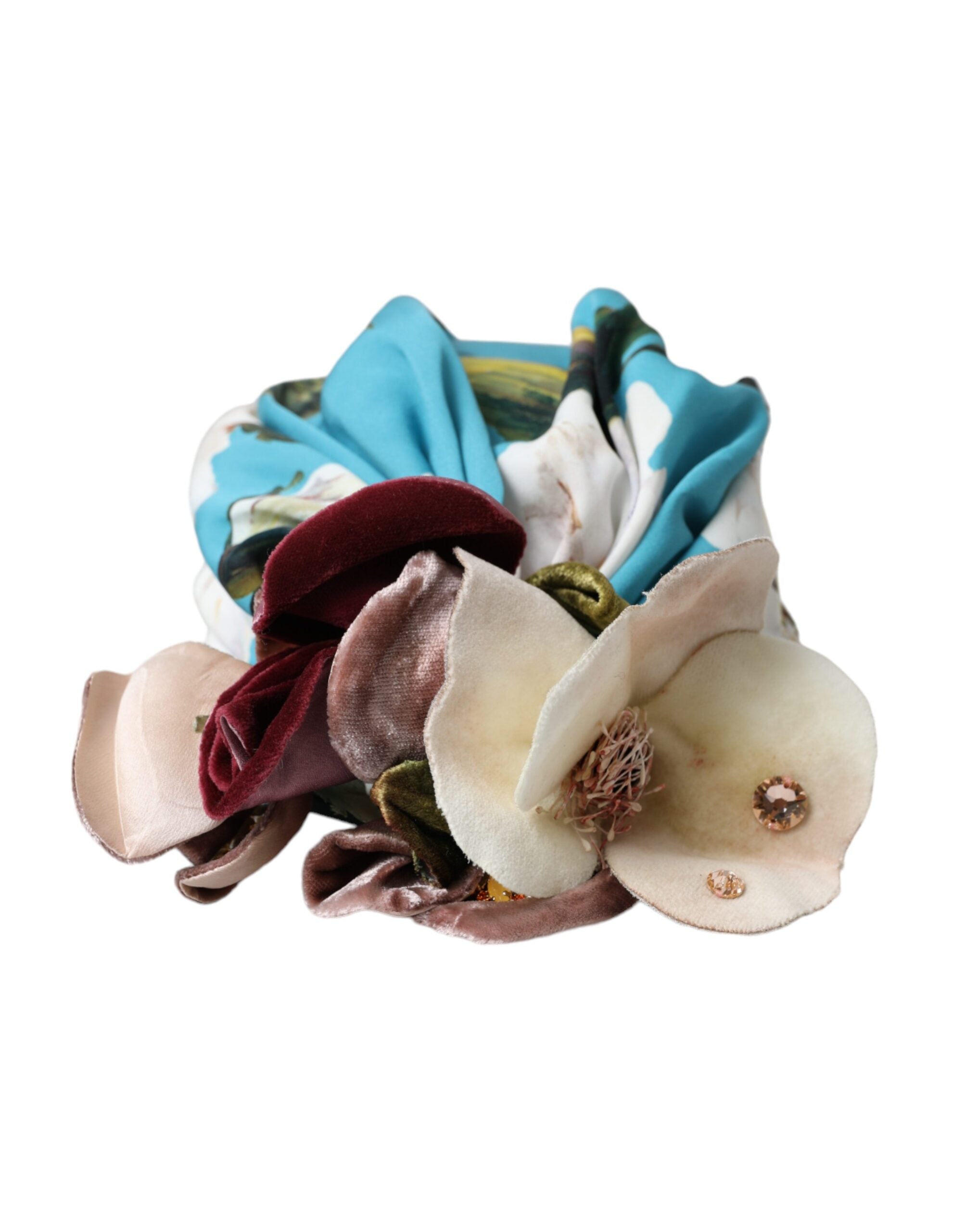 Pălărie Dolce &amp; Gabbana cu turban albastru și motive florale pentru femei