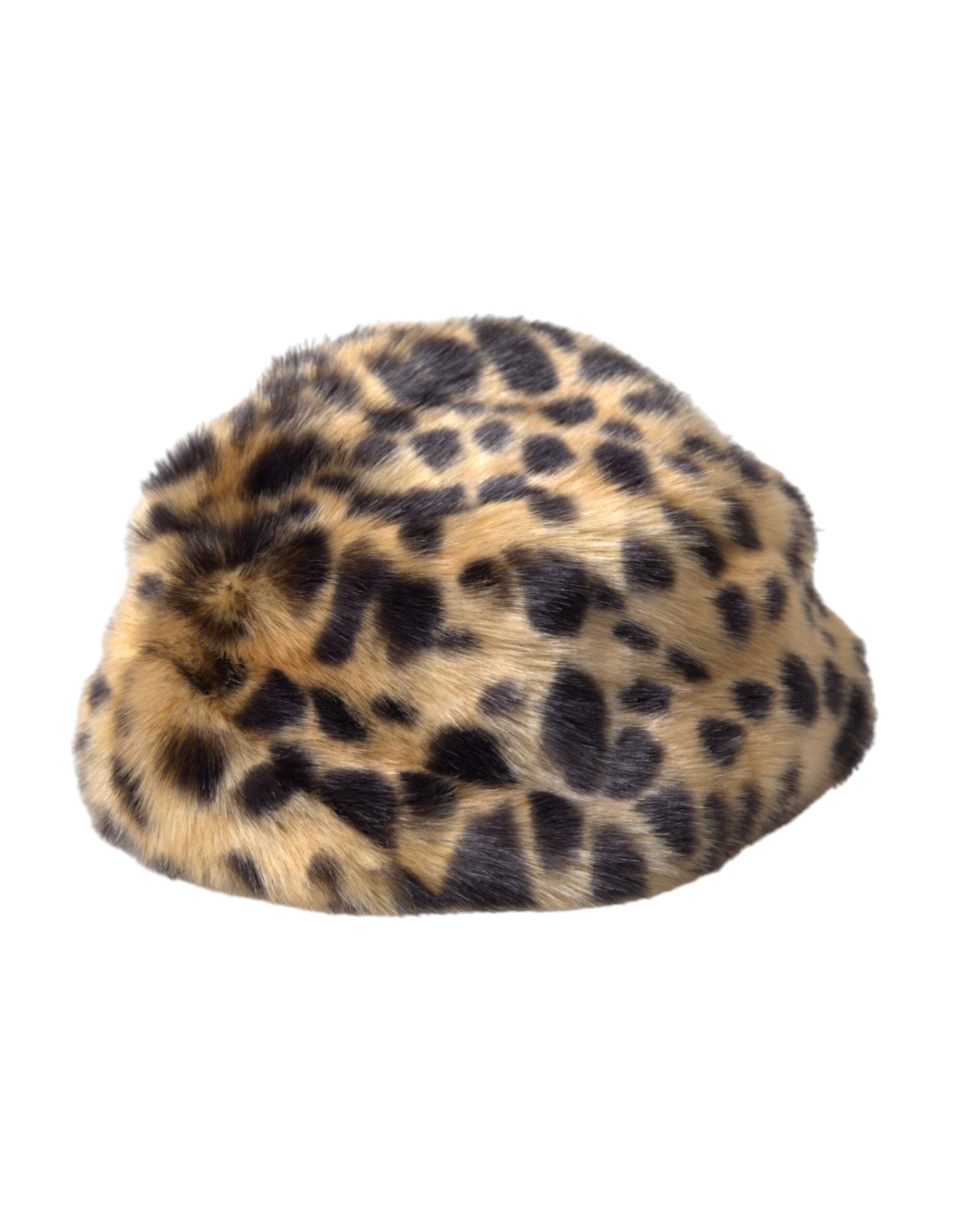 Pălărie Dolce &amp; Gabbana cu blană de leopard maro pentru femei