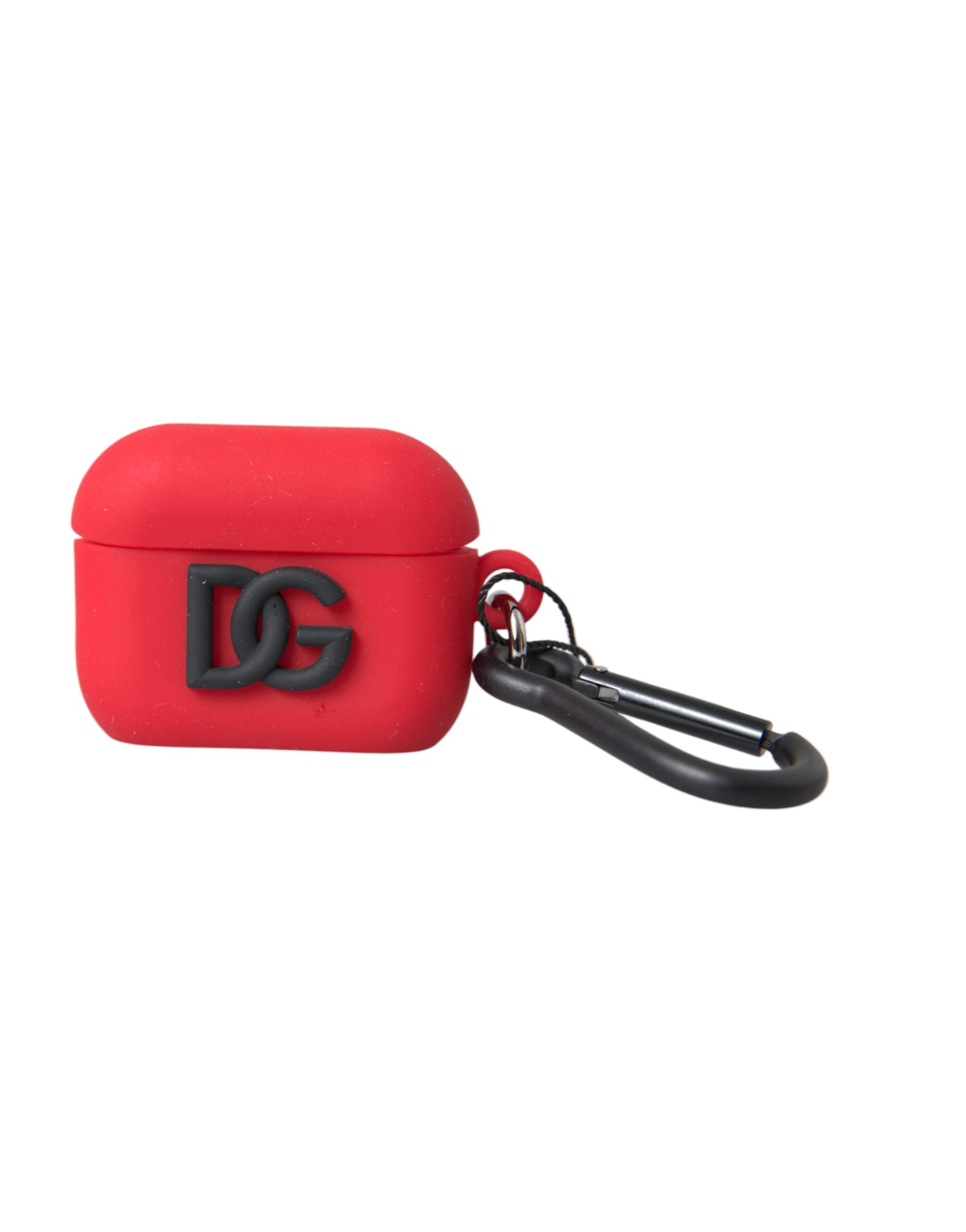 Husă Dolce &amp; Gabbana pentru Airpods cu logo din cauciuc siliconic roșu în relief