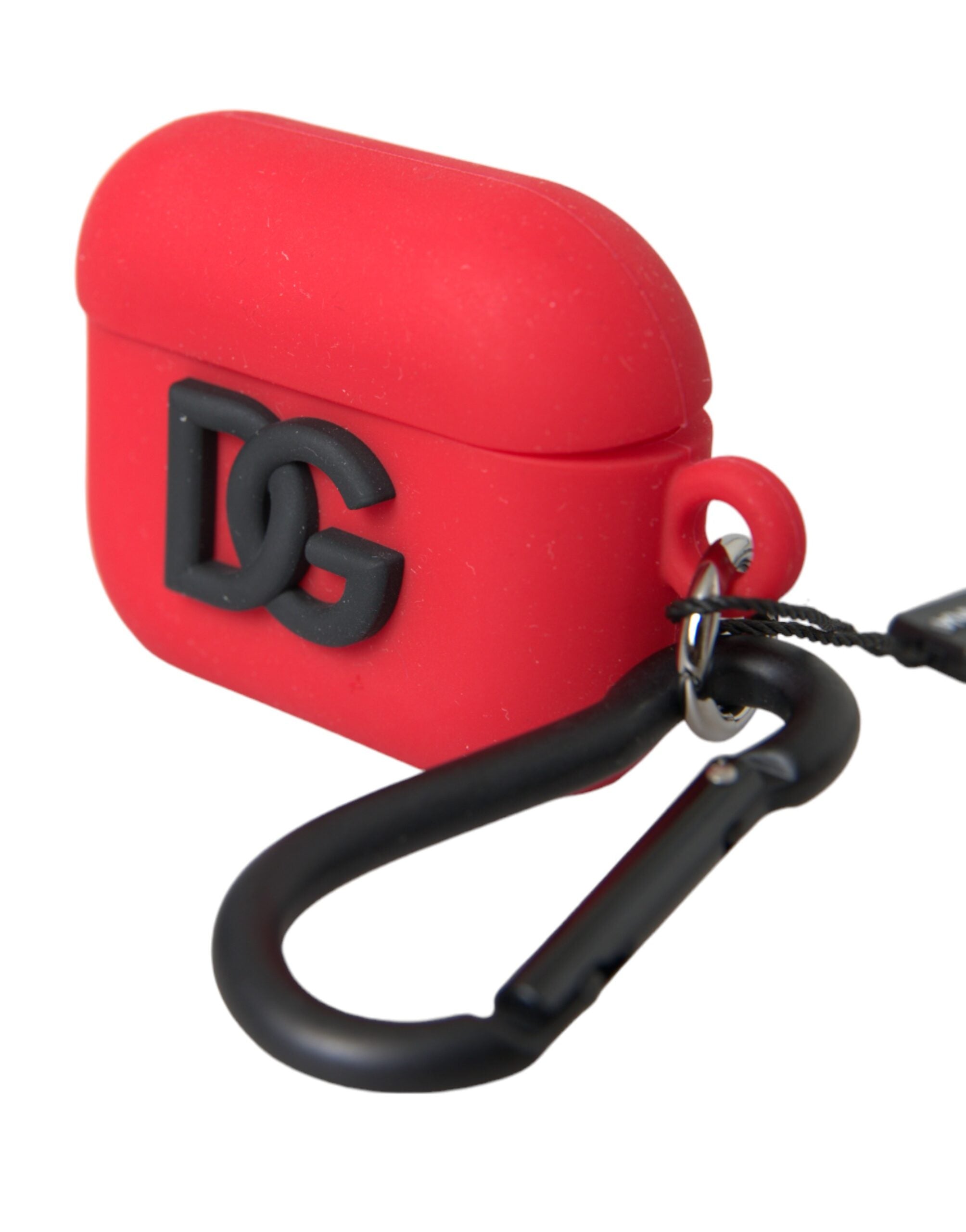Husă Dolce &amp; Gabbana pentru Airpods cu logo din cauciuc siliconic roșu în relief