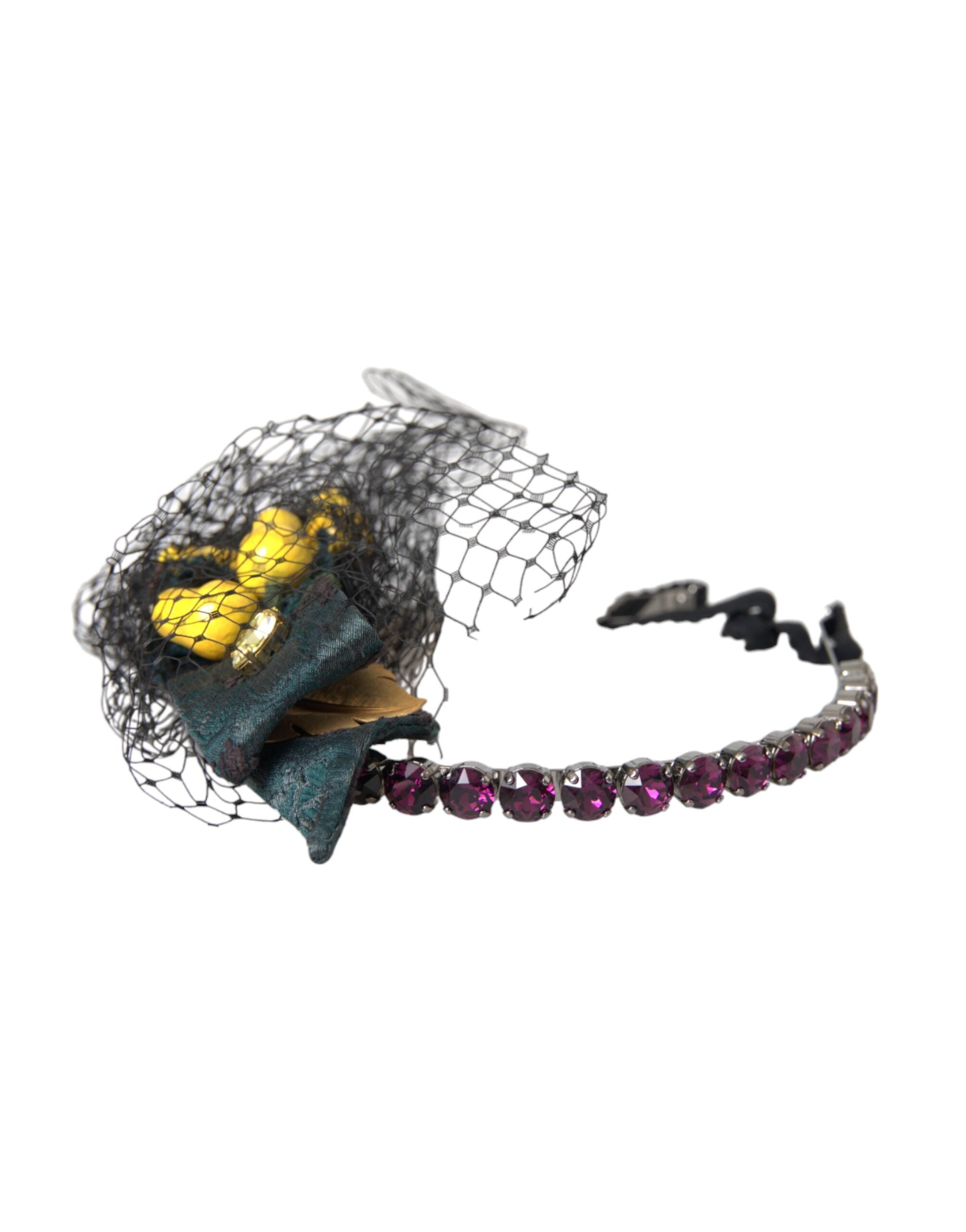 Dolce &amp; Gabbana Diademă cu bandă de păr din plasă de cristal mov Black Lemons Sicily