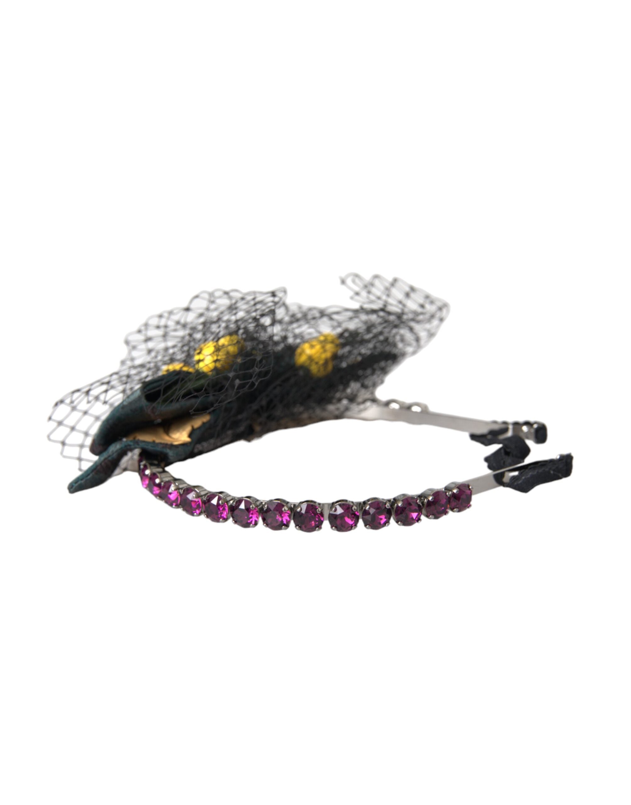 Dolce &amp; Gabbana Diademă cu bandă de păr din plasă de cristal mov Black Lemons Sicily