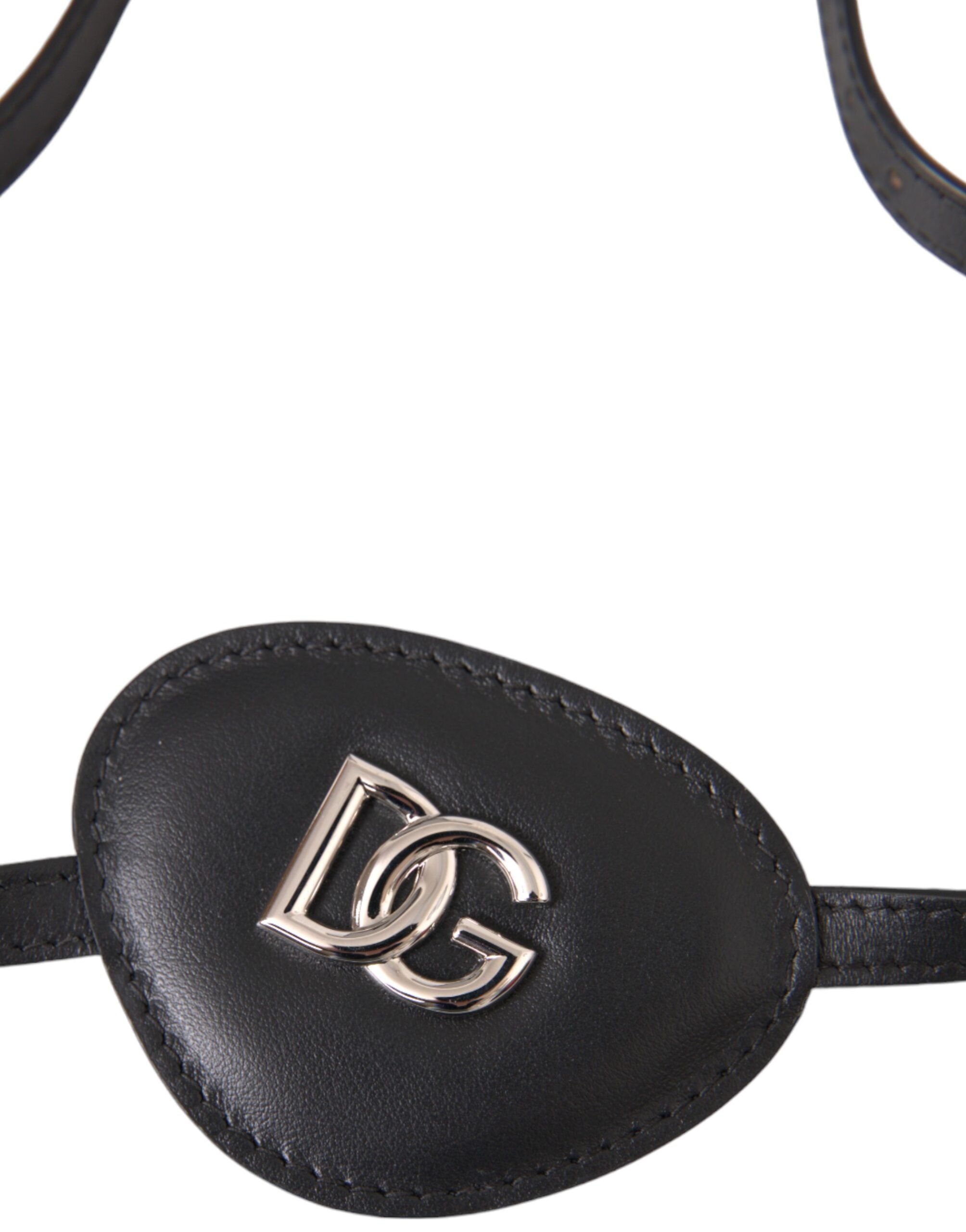 Dolce &amp; Gabbana – Augenklappe mit DG-Logo aus schwarzem Kalbsleder und Metall