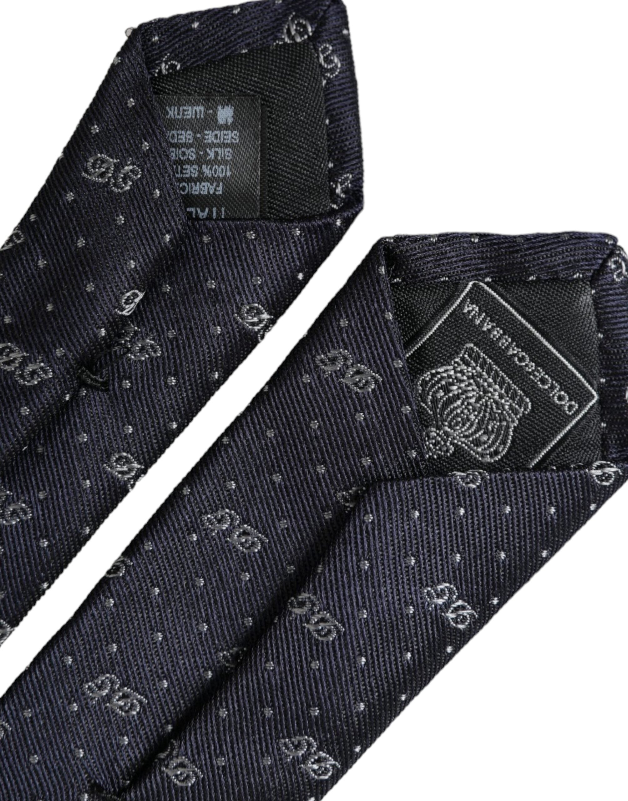 Dolce &amp; Gabbana – Verstellbare Krawatte aus 100 % Seide mit blauem DG-Logo