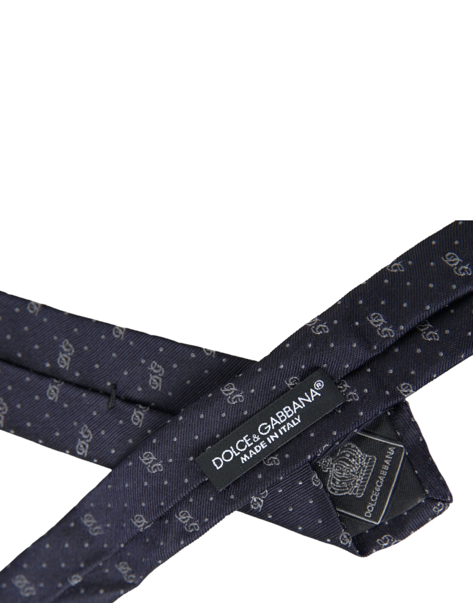 Dolce &amp; Gabbana – Verstellbare Krawatte aus 100 % Seide mit blauem DG-Logo