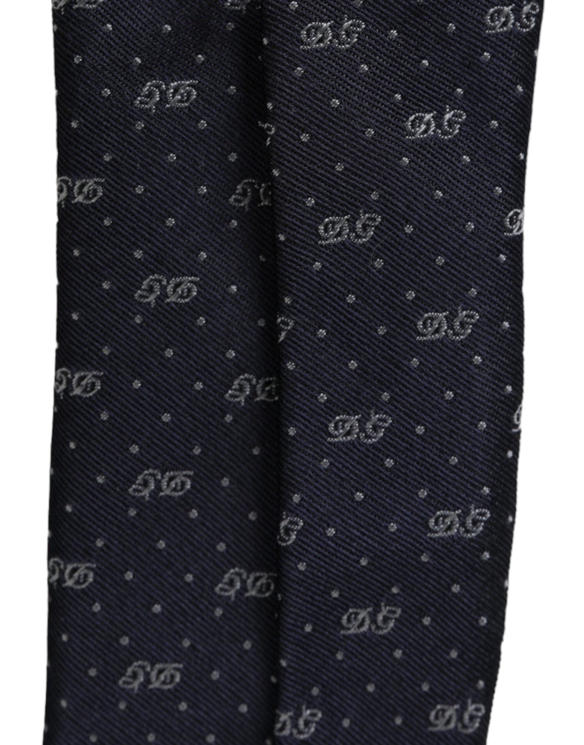 Dolce &amp; Gabbana – Verstellbare Krawatte aus 100 % Seide mit blauem DG-Logo