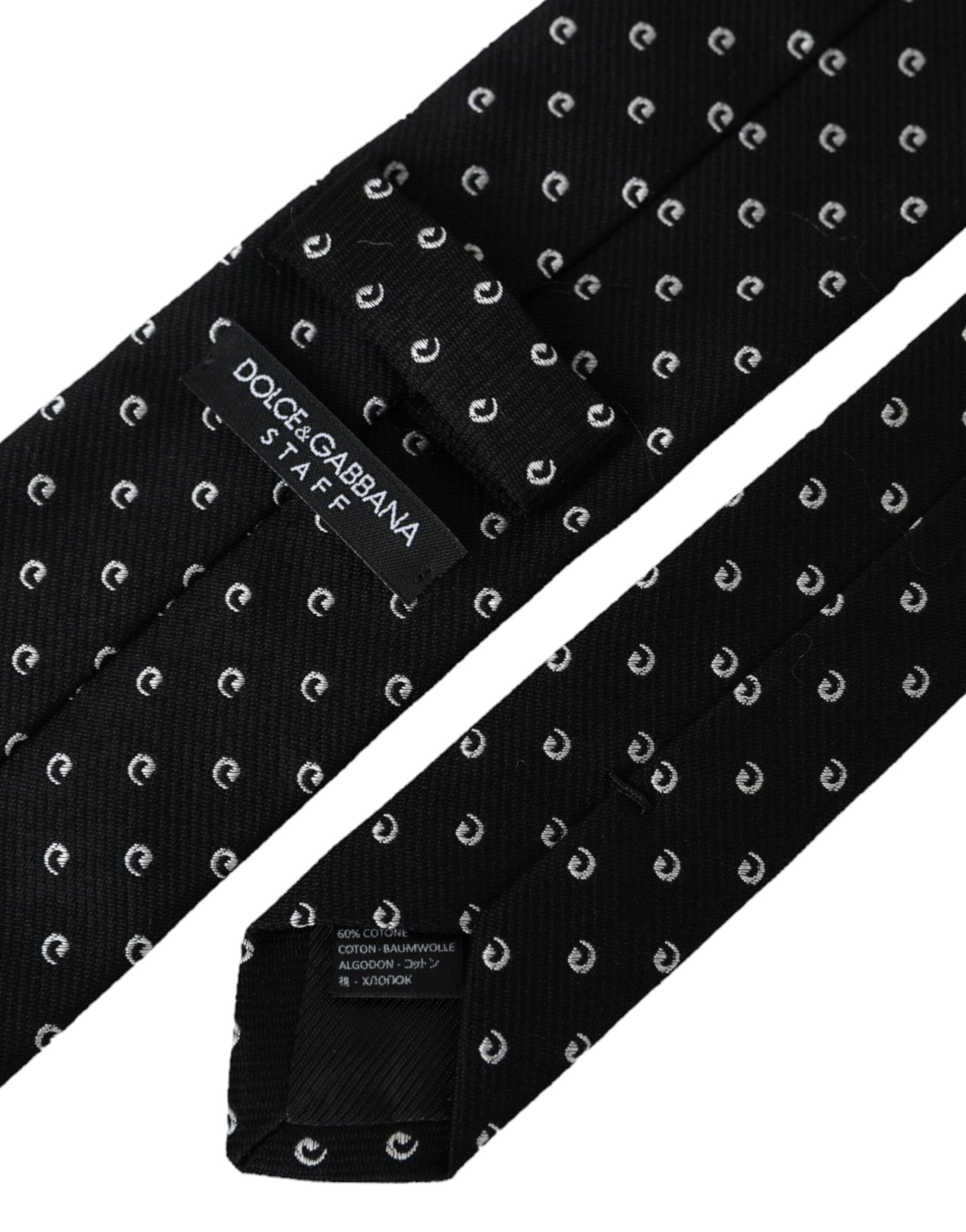 Dolce &amp; Gabbana Schwarze, verstellbare Krawatte aus Baumwollmischung mit Logo