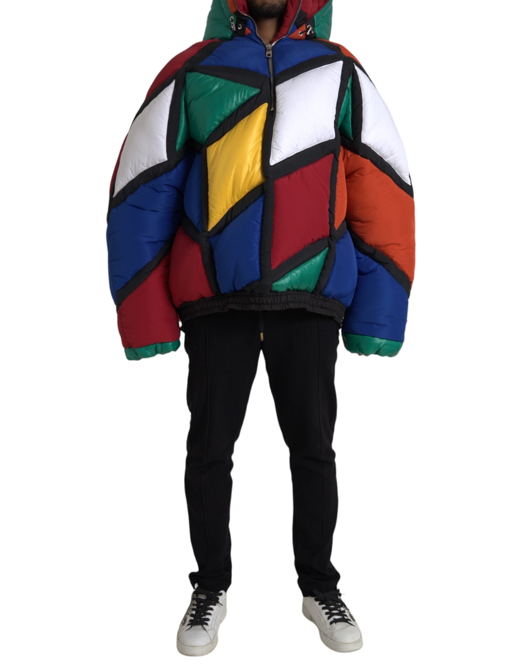 Dolce &amp; Gabbana – Mehrfarbige Steppjacke mit Kapuze