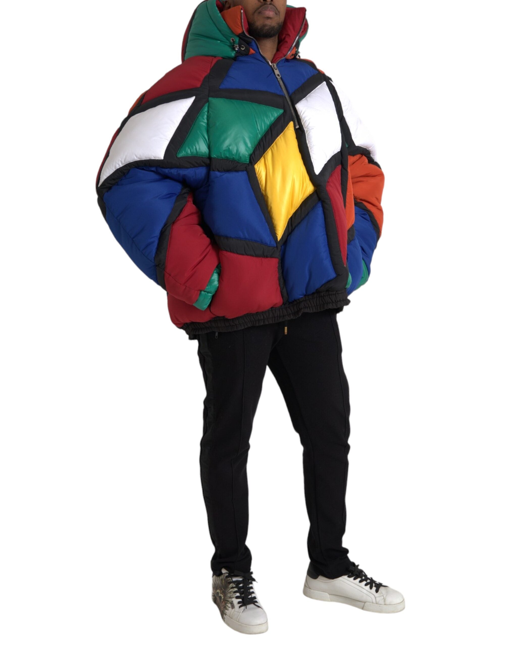 Dolce &amp; Gabbana – Mehrfarbige Steppjacke mit Kapuze