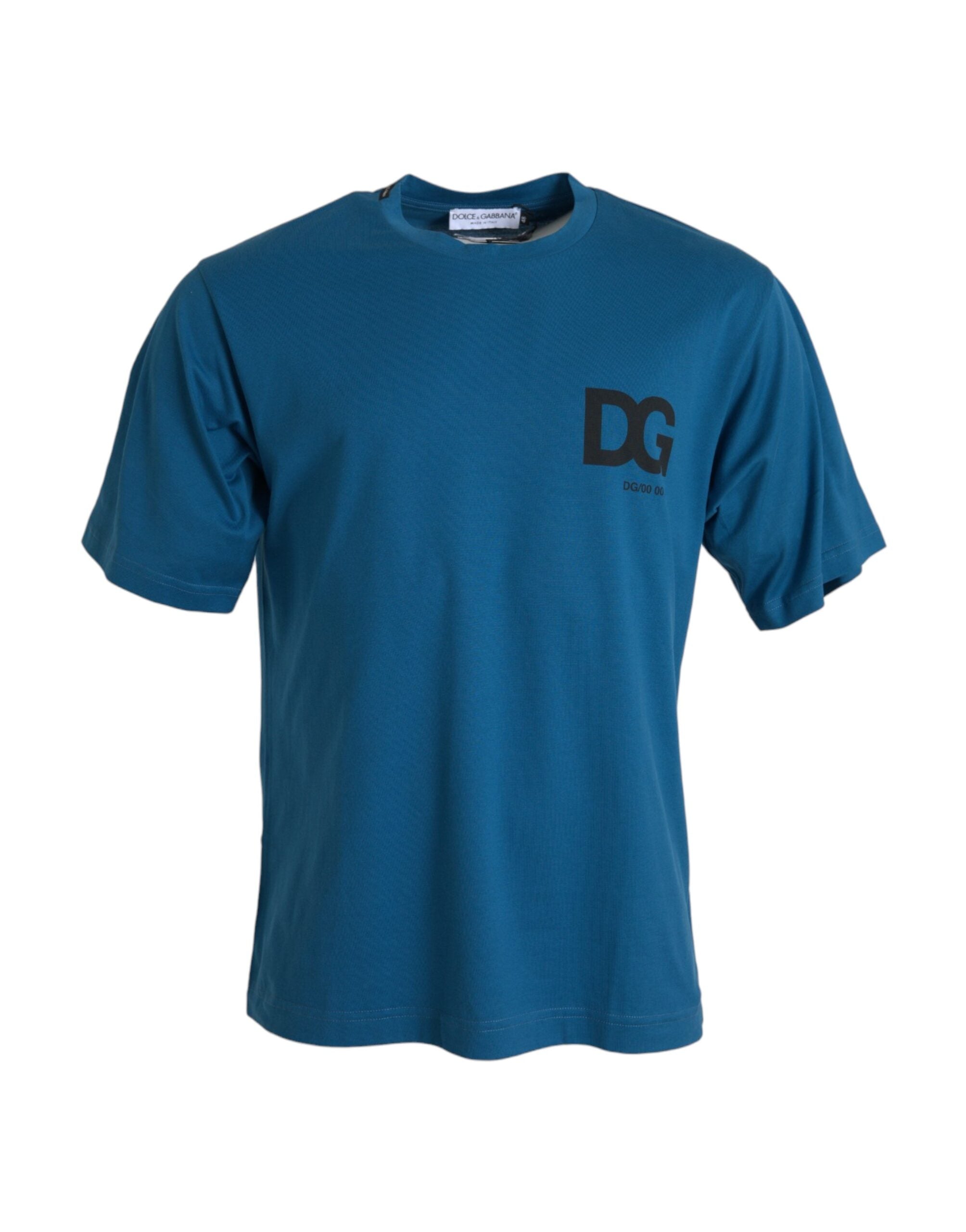 Tricou Dolce &amp; Gabbana cu mânecă scurtă și guler rotund și logo albastru