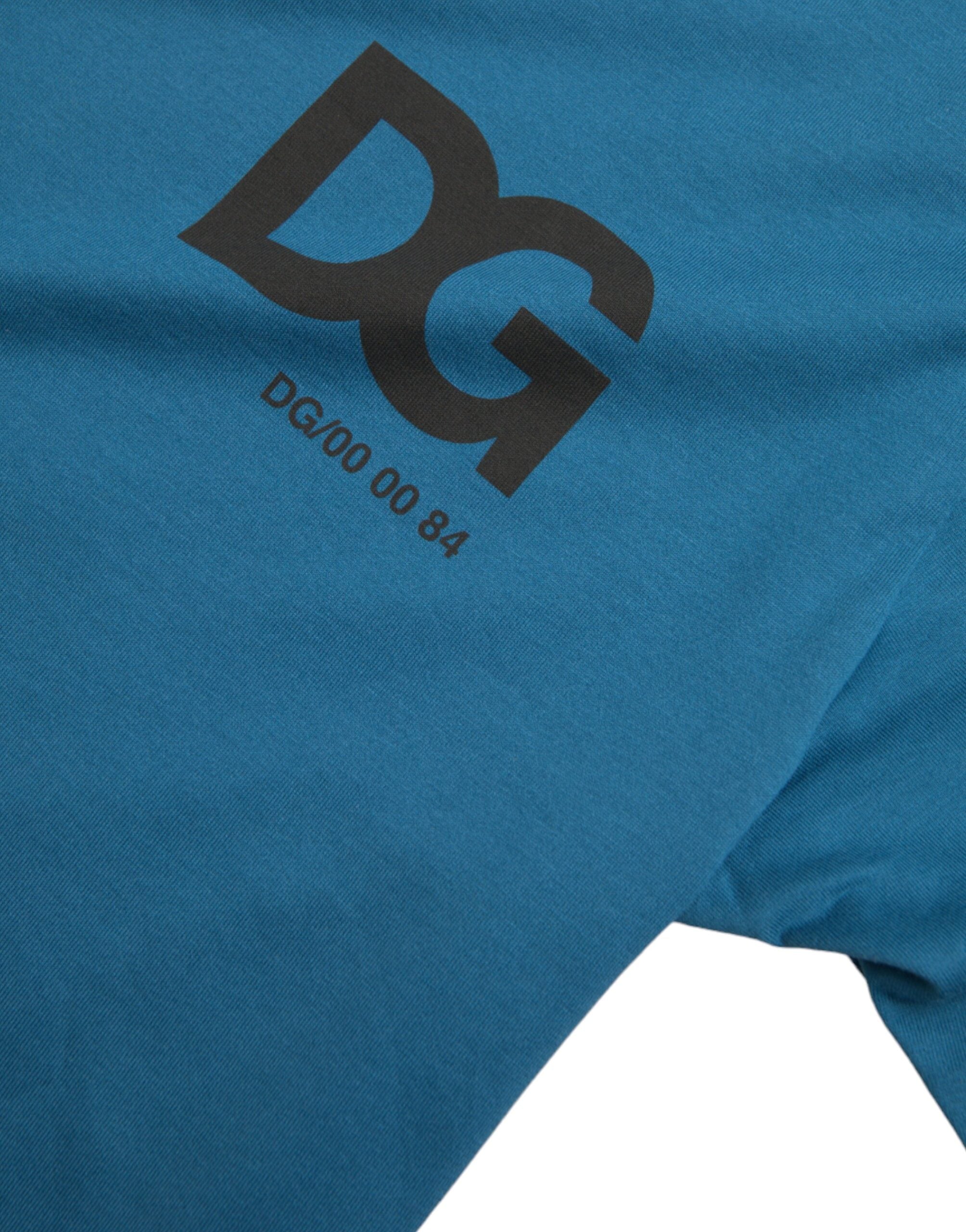 Tricou Dolce &amp; Gabbana cu mânecă scurtă și guler rotund și logo albastru