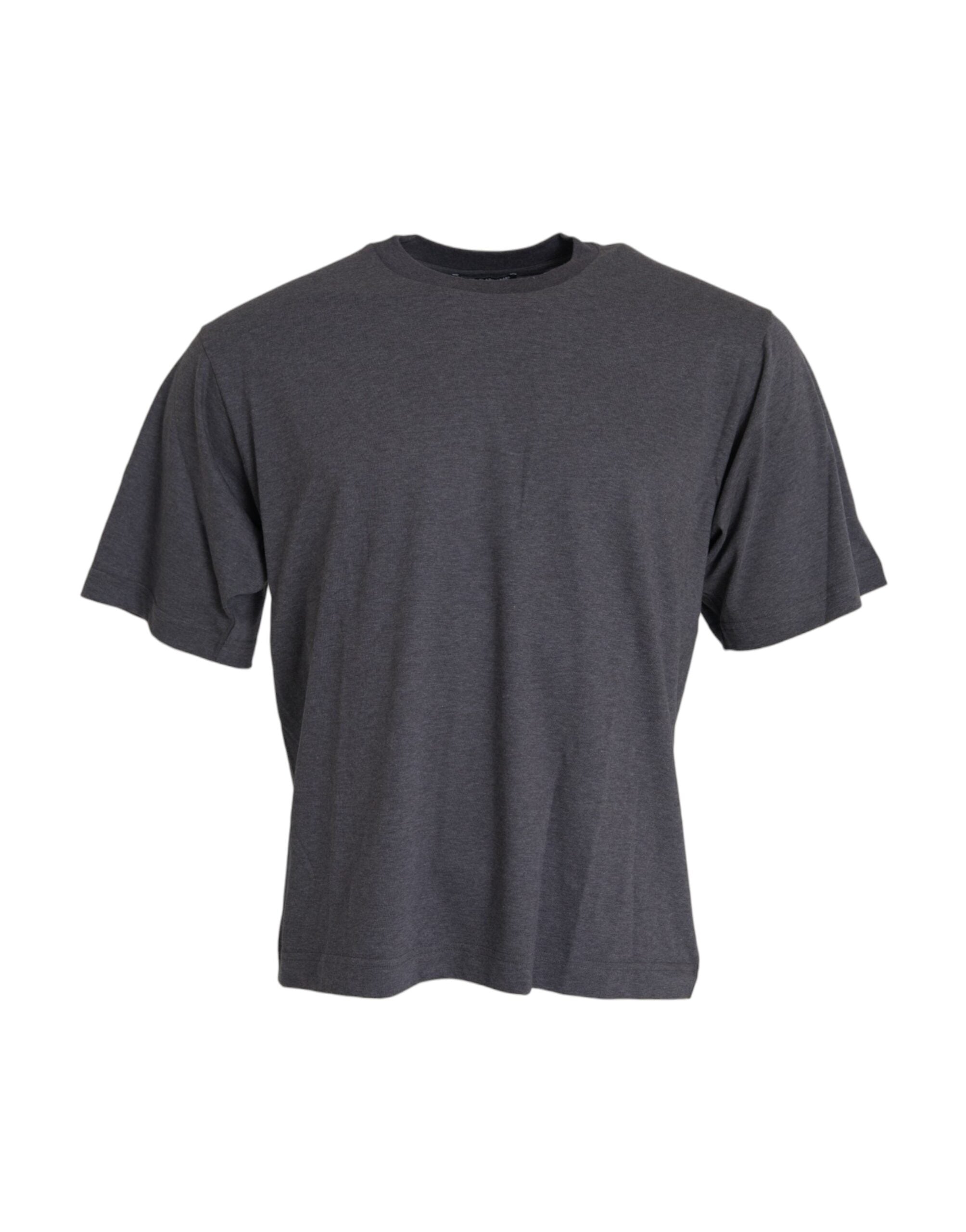 Dolce &amp; Gabbana Graues Kurzarm-T-Shirt aus Baumwolle mit Rundhalsausschnitt
