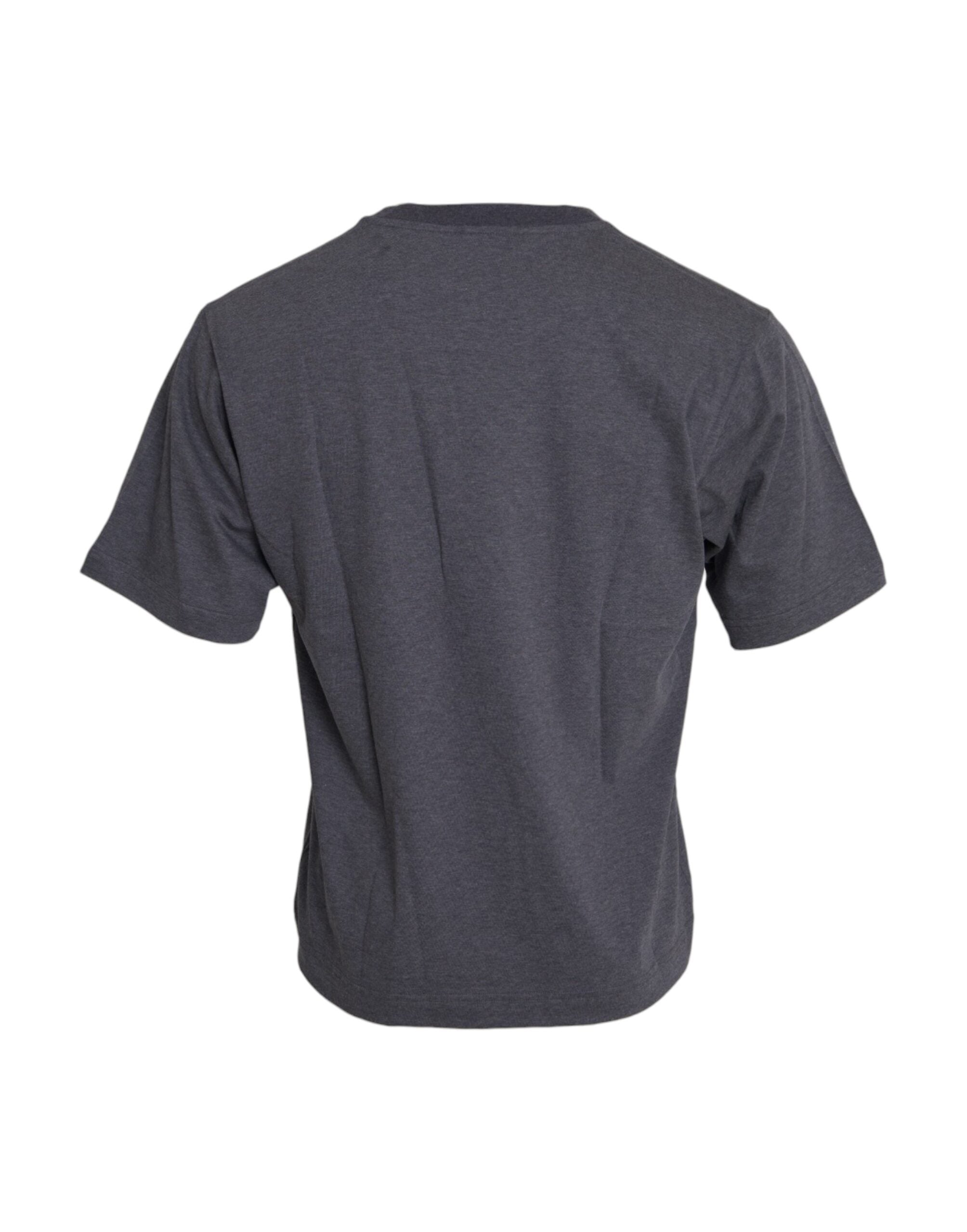 Dolce &amp; Gabbana Graues Kurzarm-T-Shirt aus Baumwolle mit Rundhalsausschnitt